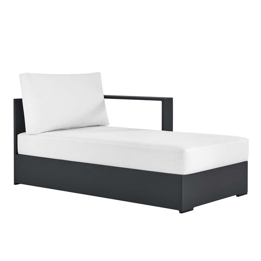 Tahoe Outdoor Patio Powder-Coated Aluminum Modular Right-Facing Chaise Lounge by Modway EEI-6633-GRY-WHI