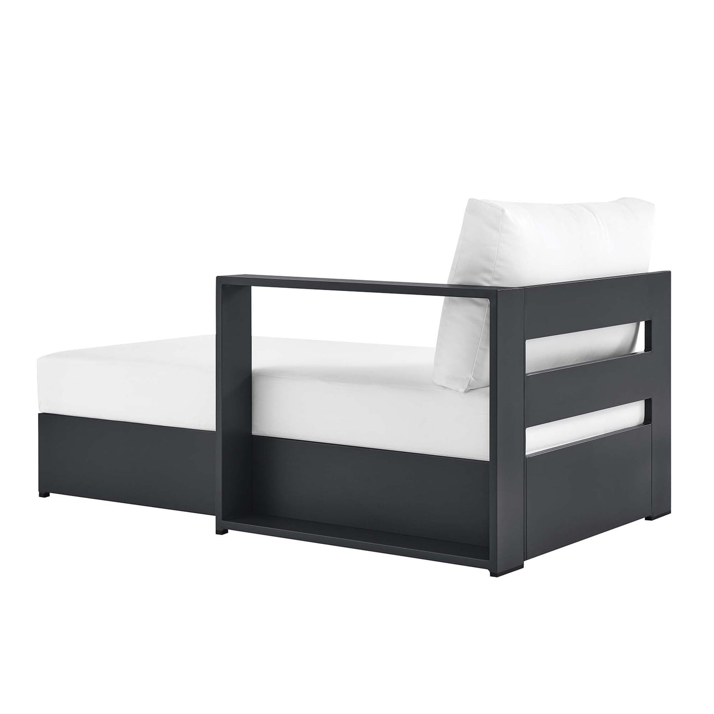 Tahoe Outdoor Patio Powder-Coated Aluminum Modular Right-Facing Chaise Lounge by Modway EEI-6633-GRY-WHI