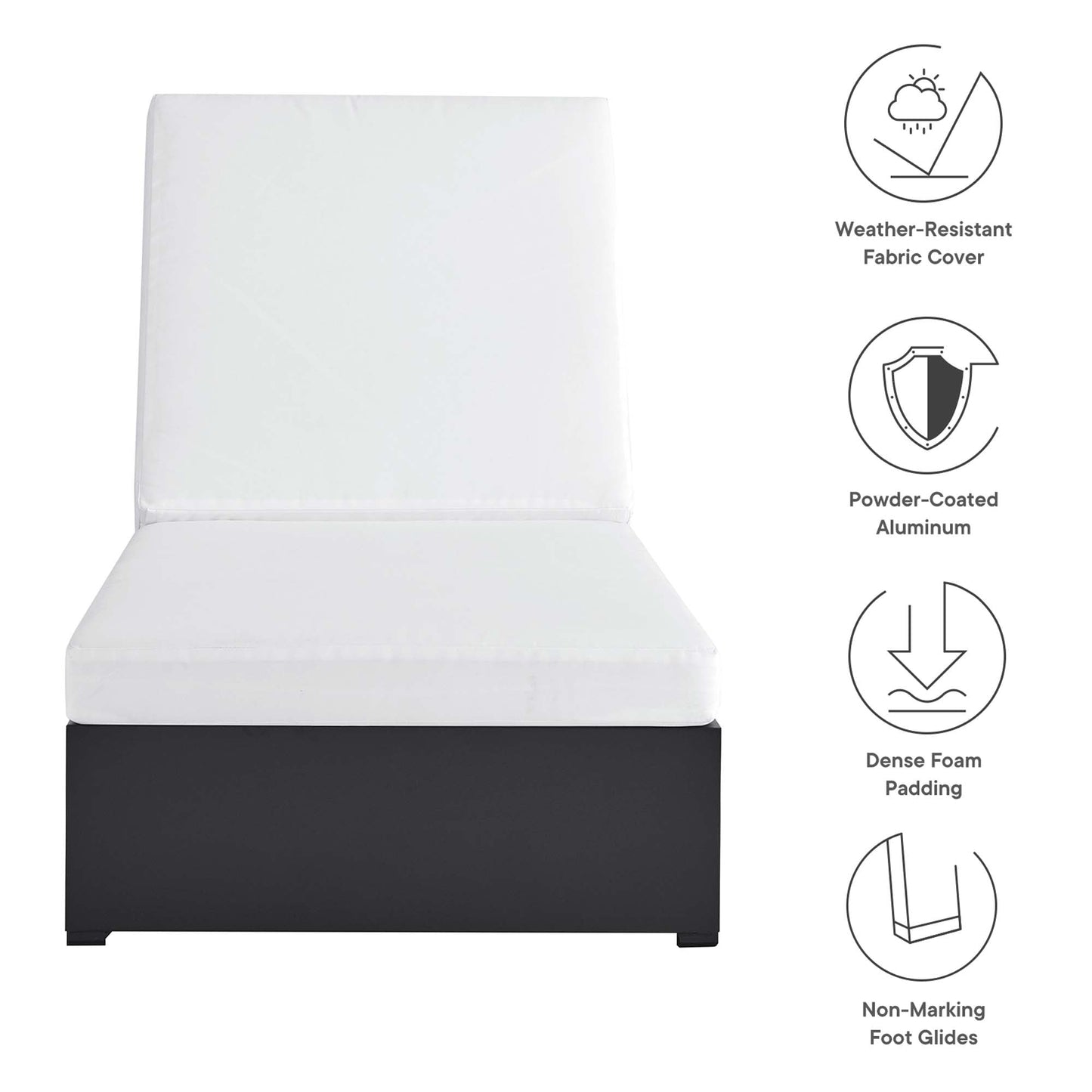 Tahoe Outdoor Patio Powder-Coated Aluminum Chaise Lounge Chair by Modway EEI-6634-GRY-WHI