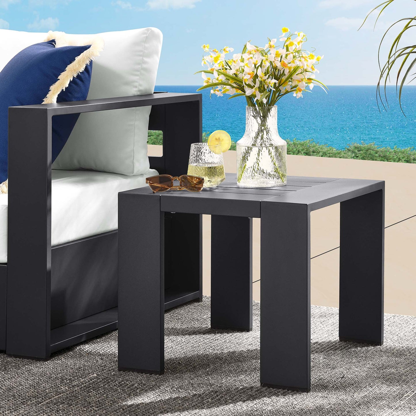 Tahoe Outdoor Patio Powder-Coated Aluminum End Table by Modway EEI-6635-GRY