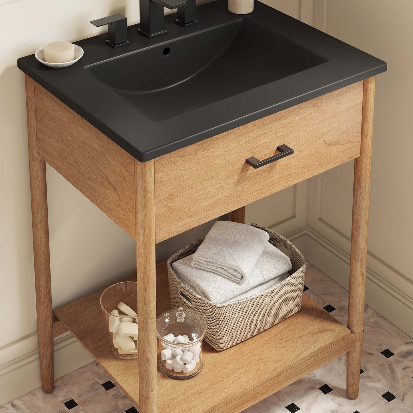 Zaire 24" Bathroom Vanity by Modway EEI-6661-NAT-BLK