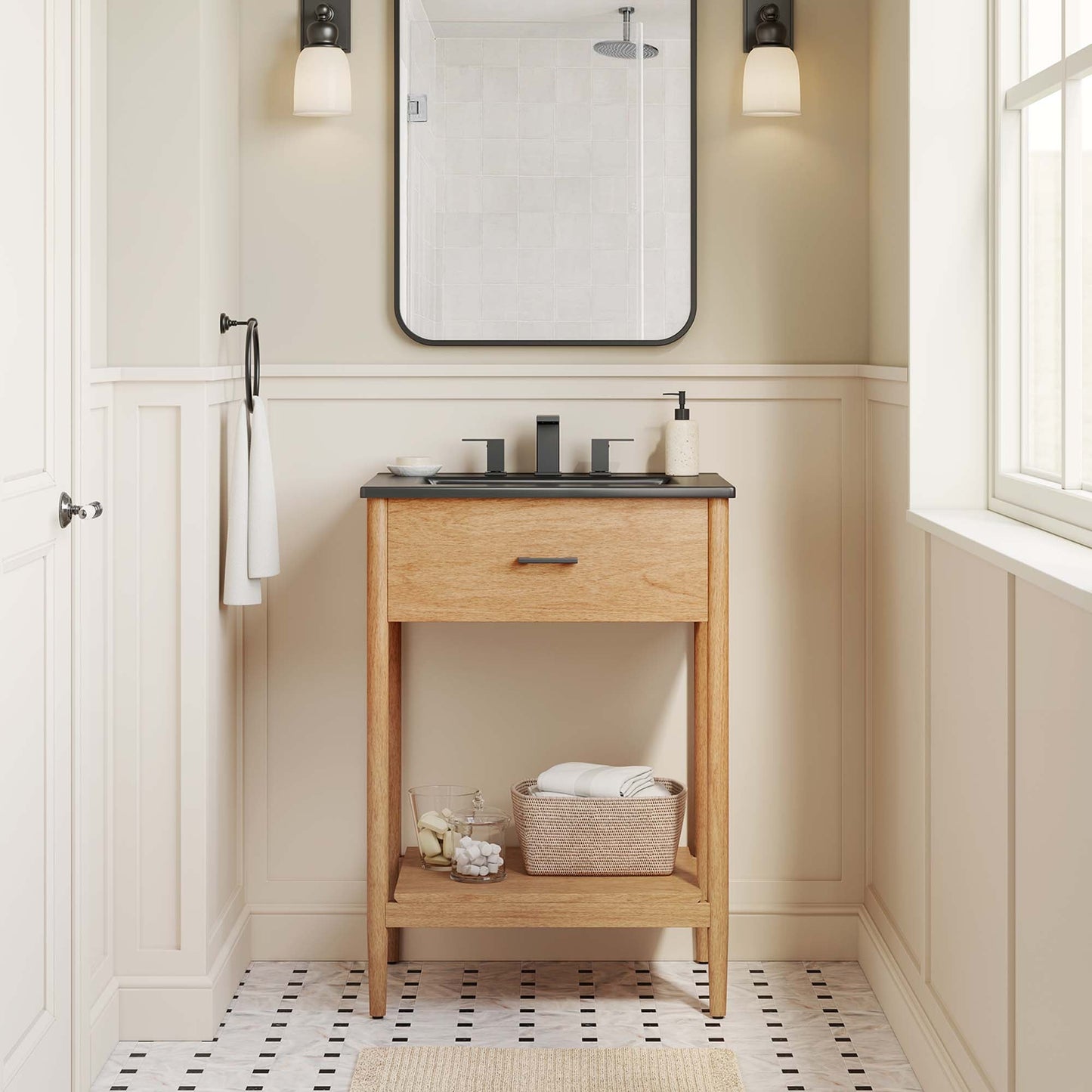 Zaire 24" Bathroom Vanity by Modway EEI-6661-NAT-BLK