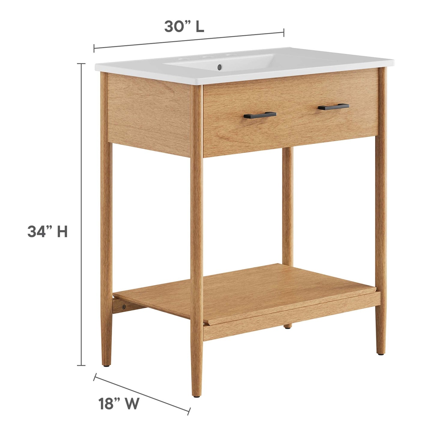Zaire 30" Bathroom Vanity by Modway EEI-6662-NAT-WHI
