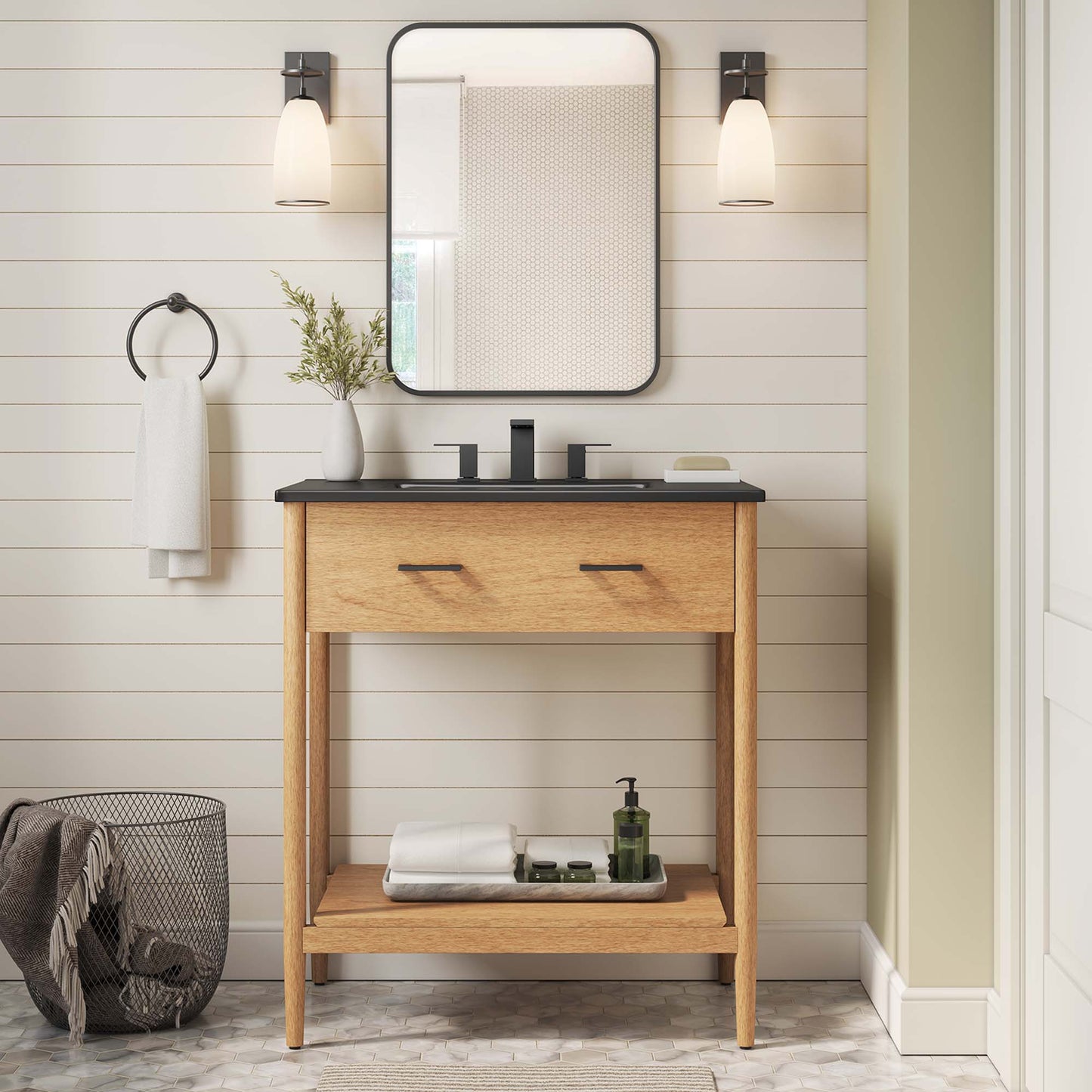 Zaire 30" Bathroom Vanity by Modway EEI-6663-NAT-BLK