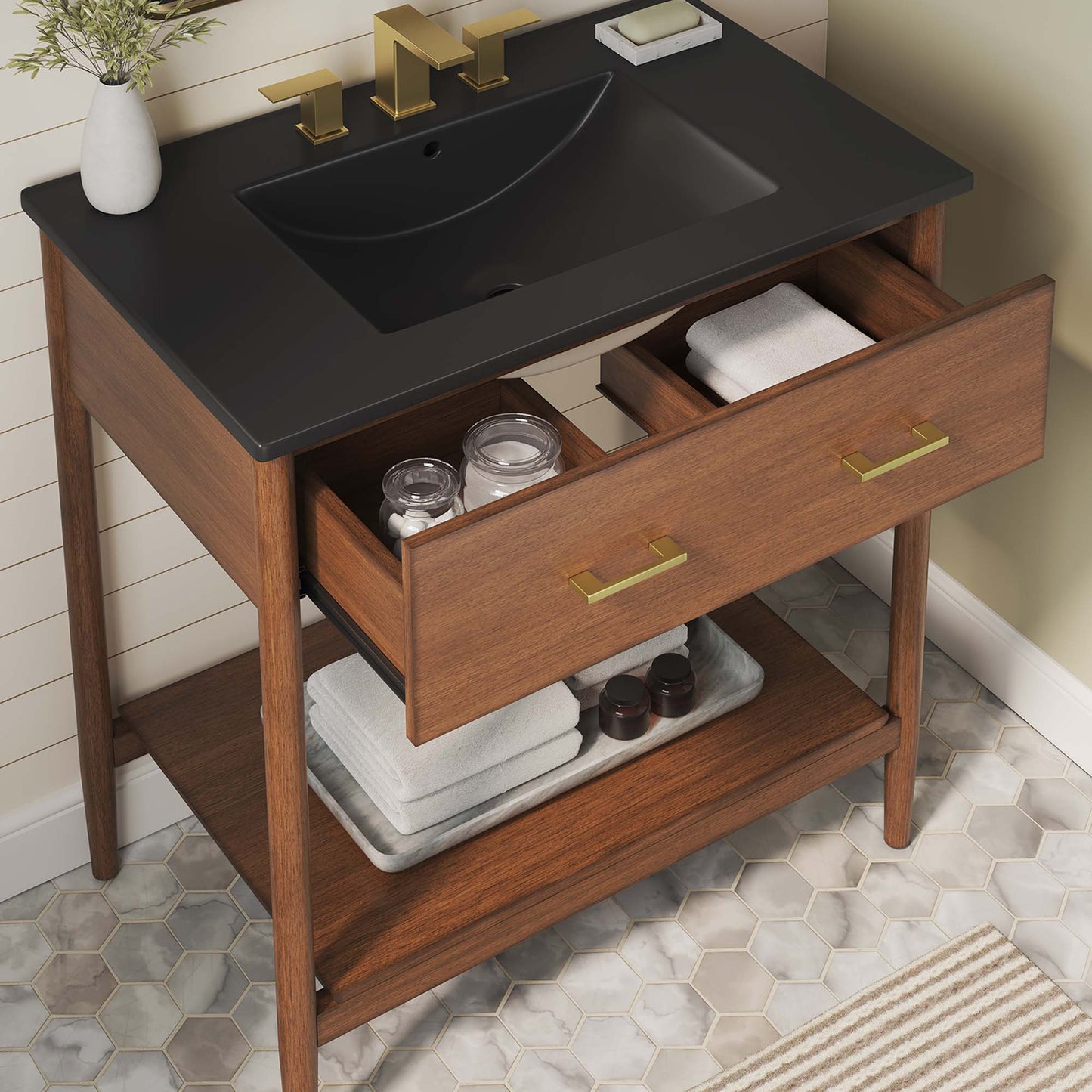 Zaire 30" Bathroom Vanity by Modway EEI-6663-WAL-BLK