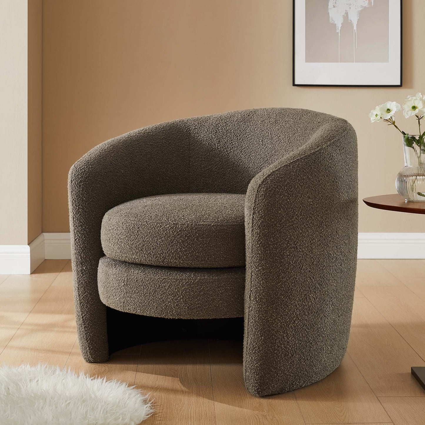 Affinity Upholstered Boucle Fabric Curved Back Armchair by Modway EEI-6666-PEB