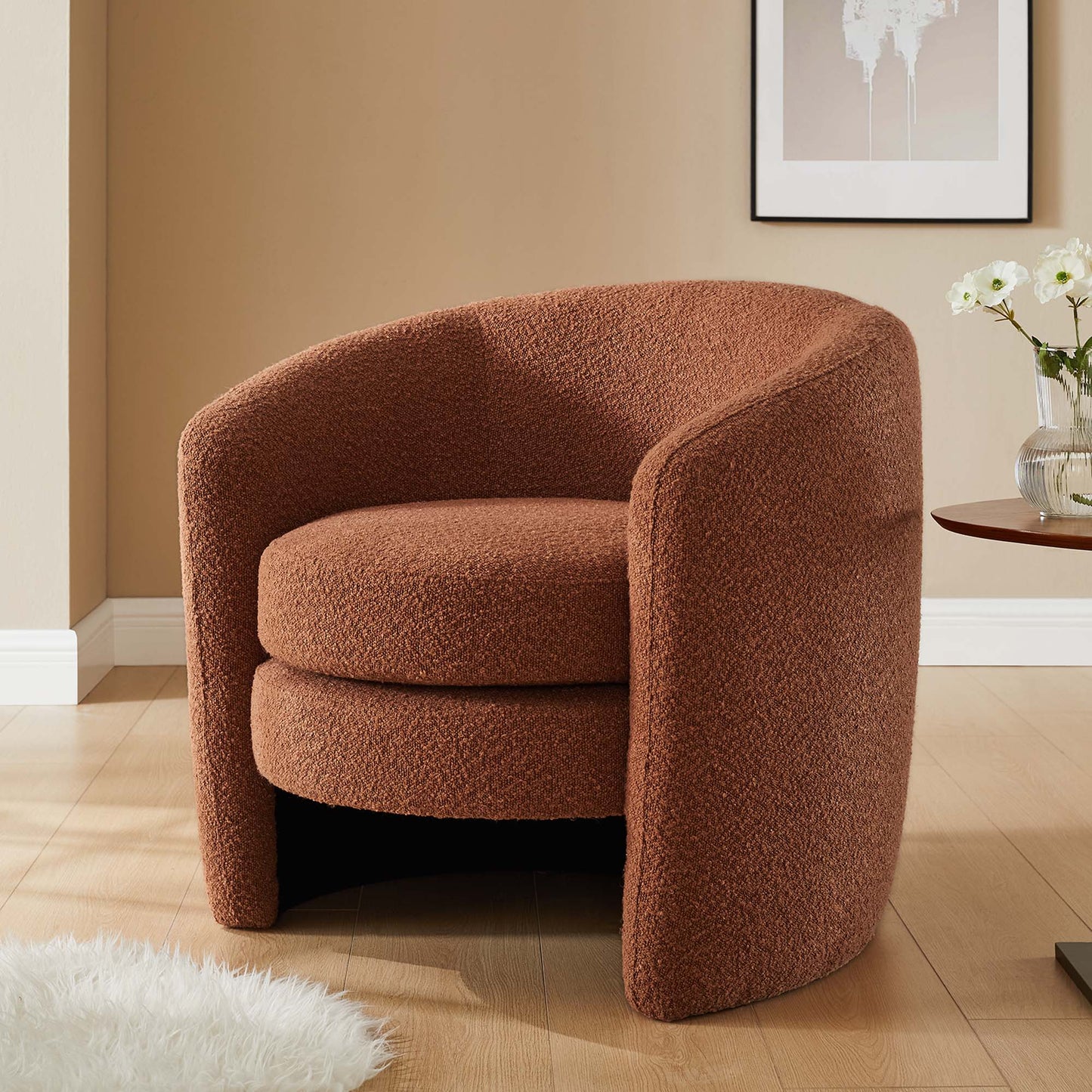 Affinity Upholstered Boucle Fabric Curved Back Armchair by Modway EEI-6666-RUS