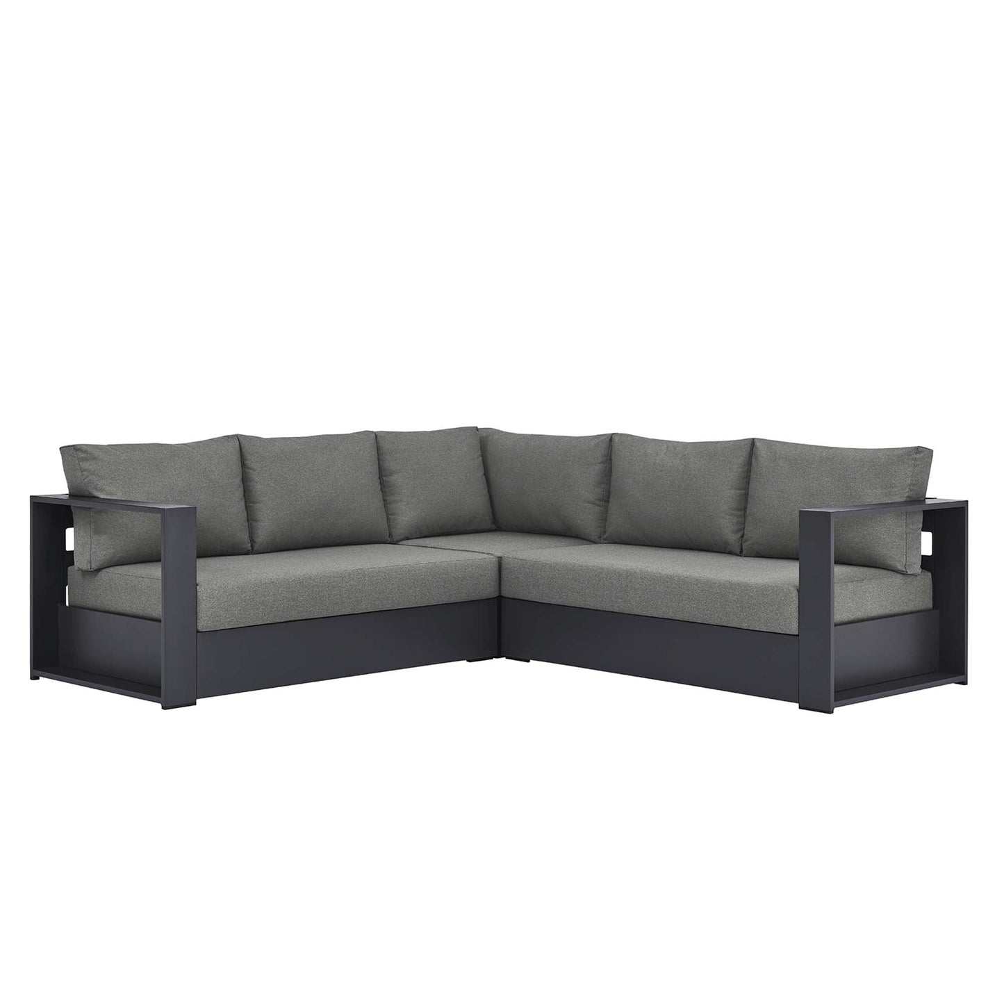 Tahoe 3-Piece Outdoor Patio Powder-Coated Aluminum Sectional Sofa Set by Modway EEI-6668-GRY-CHA