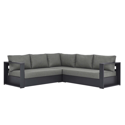Tahoe 3-Piece Outdoor Patio Powder-Coated Aluminum Sectional Sofa Set by Modway EEI-6668-GRY-CHA