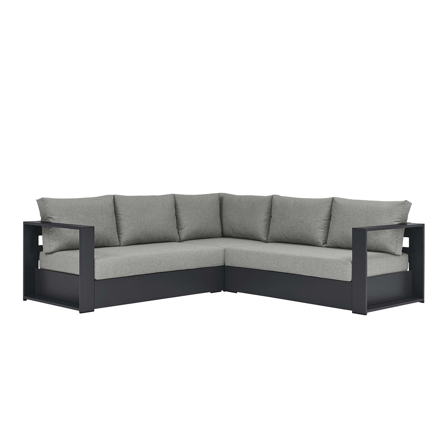 Tahoe 3-Piece Outdoor Patio Powder-Coated Aluminum Sectional Sofa Set by Modway EEI-6668-GRY-GRY