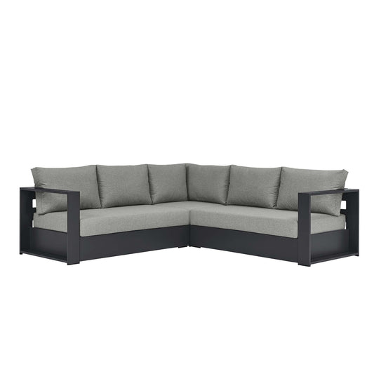 Tahoe 3-Piece Outdoor Patio Powder-Coated Aluminum Sectional Sofa Set by Modway EEI-6668-GRY-GRY