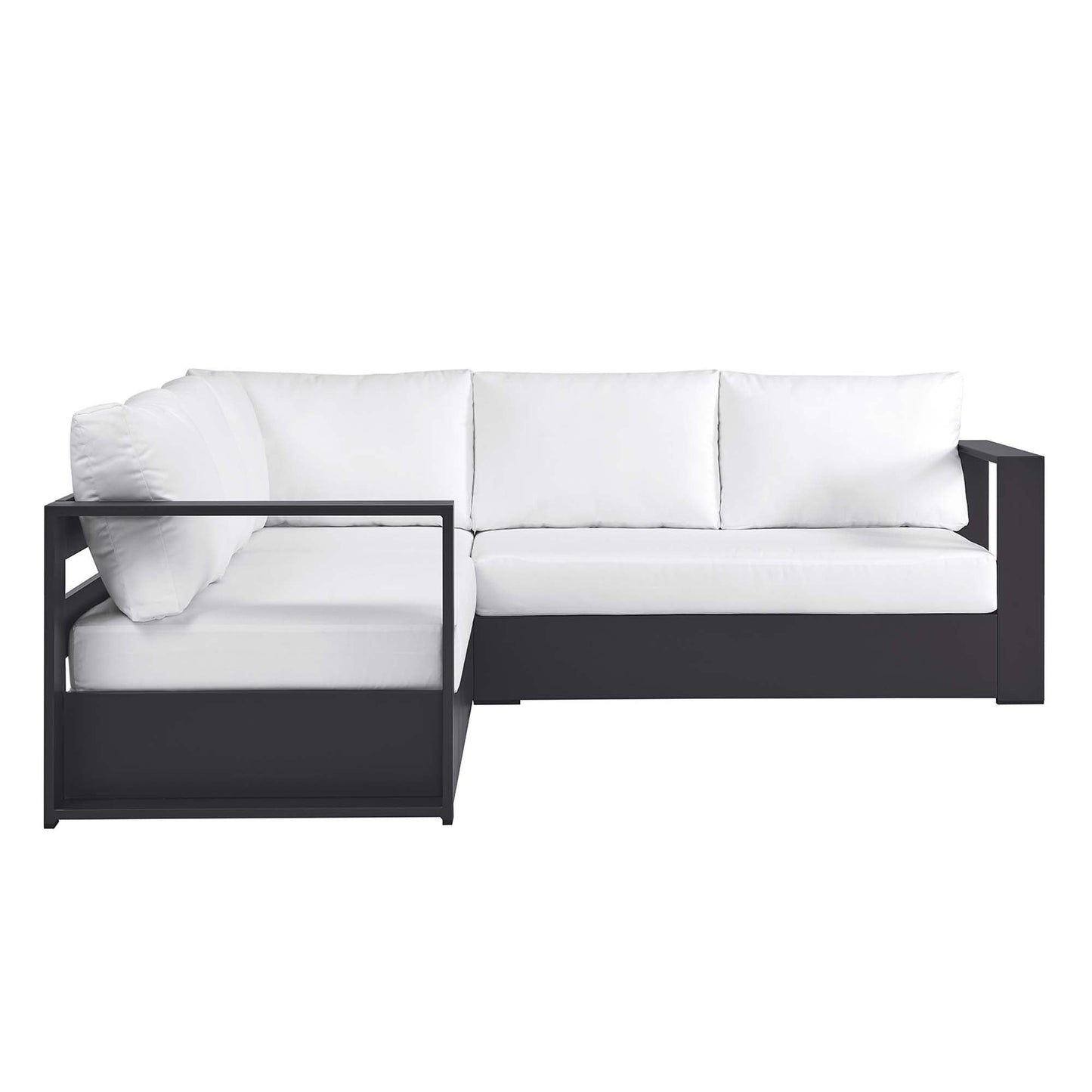 Tahoe 3-Piece Outdoor Patio Powder-Coated Aluminum Sectional Sofa Set by Modway EEI-6668-GRY-WHI