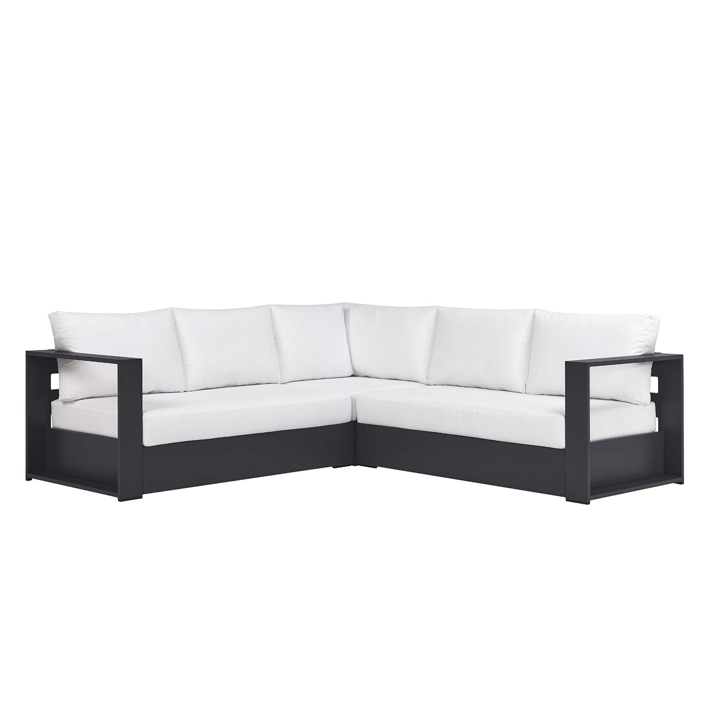 Tahoe 3-Piece Outdoor Patio Powder-Coated Aluminum Sectional Sofa Set by Modway EEI-6668-GRY-WHI