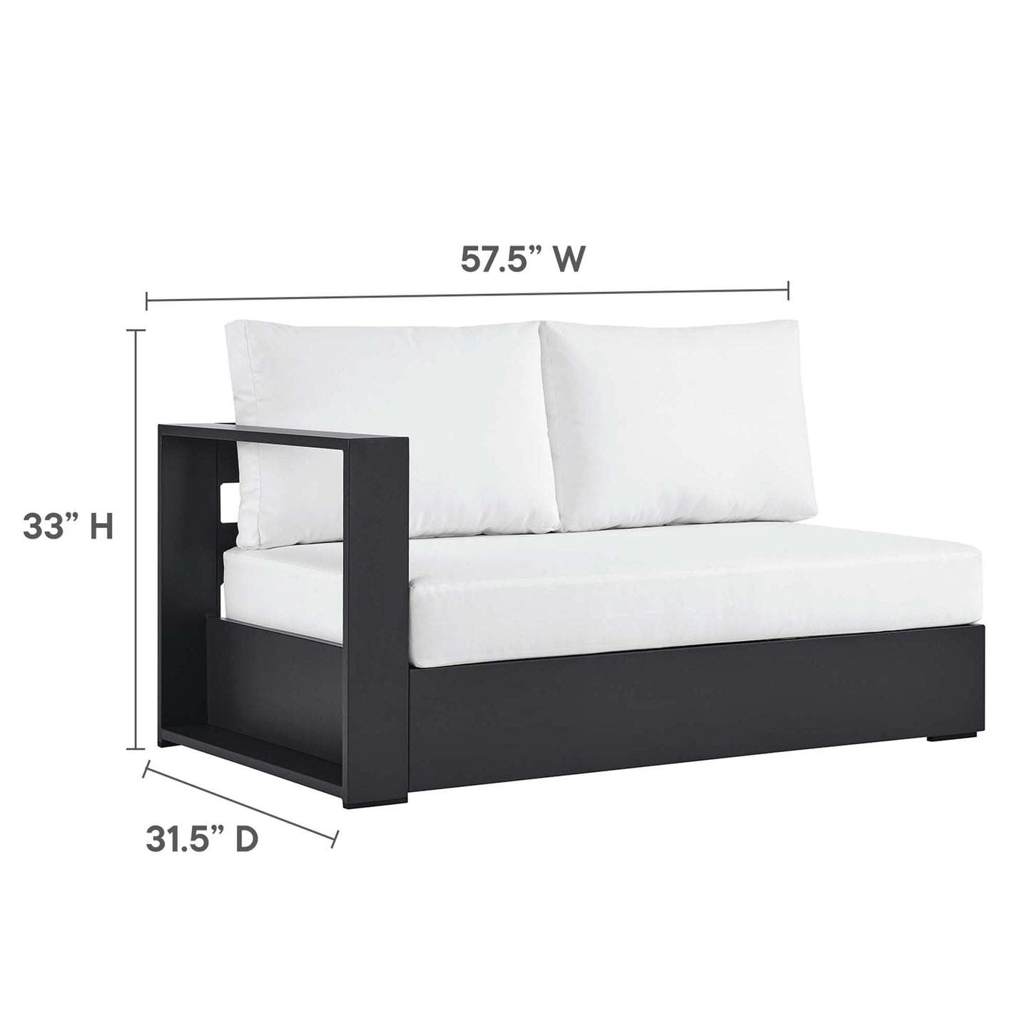 Tahoe 3-Piece Outdoor Patio Powder-Coated Aluminum Sectional Sofa Set by Modway EEI-6668-GRY-WHI