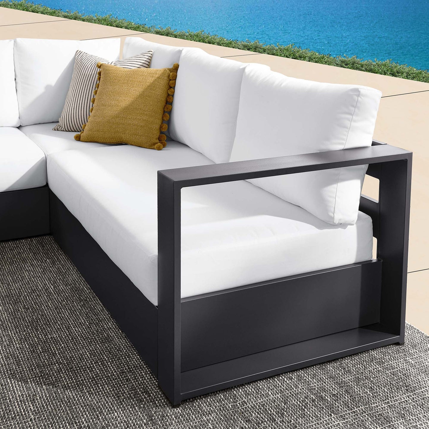 Tahoe 3-Piece Outdoor Patio Powder-Coated Aluminum Sectional Sofa Set by Modway EEI-6668-GRY-WHI