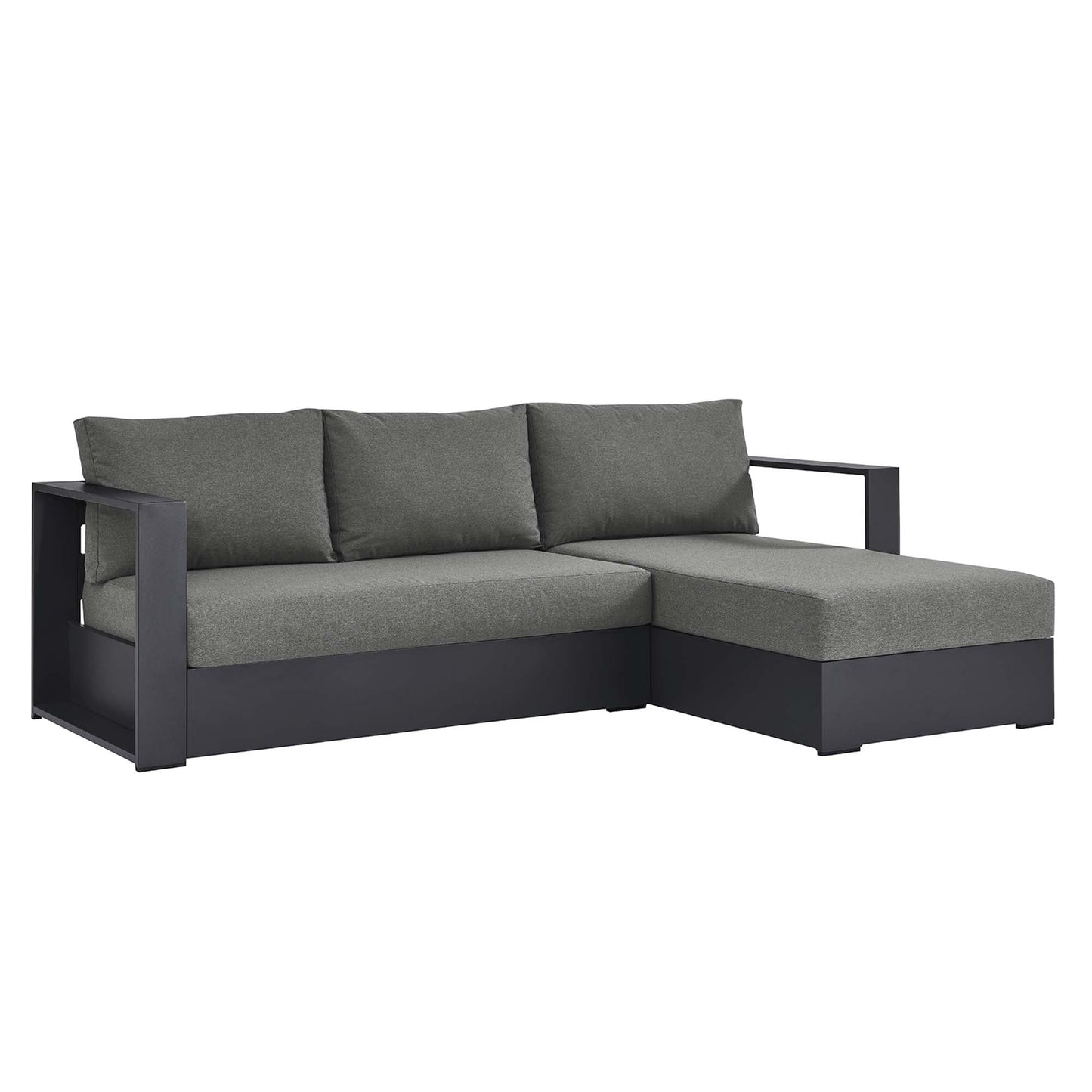 Tahoe 2-Piece Outdoor Patio Powder-Coated Aluminum Right-Facing Chaise Sectional Sofa Set by Modway EEI-6669-GRY-CHA