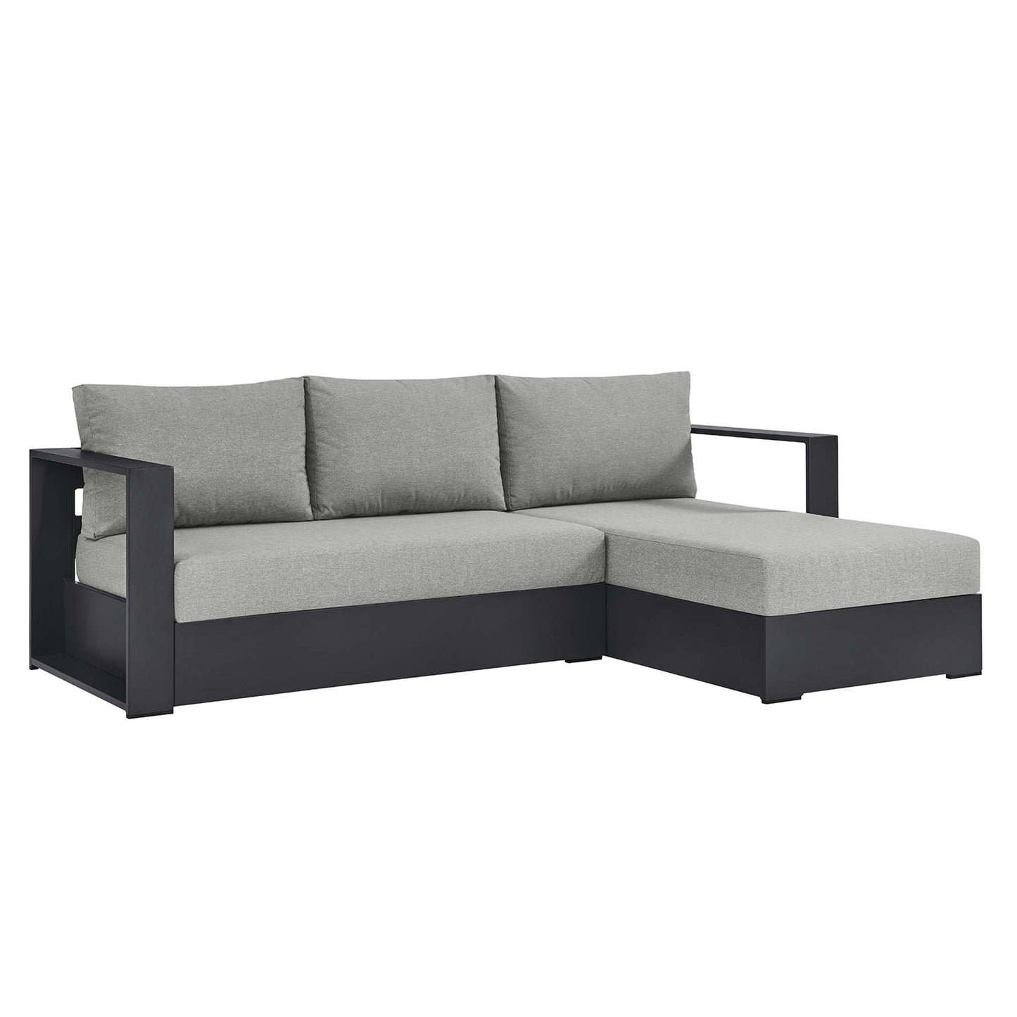 Tahoe 2-Piece Outdoor Patio Powder-Coated Aluminum Right-Facing Chaise Sectional Sofa Set by Modway EEI-6669-GRY-GRY