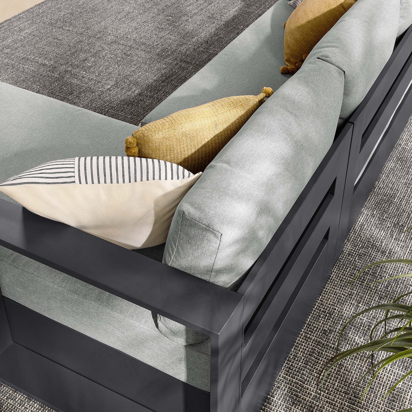 Tahoe 2-Piece Outdoor Patio Powder-Coated Aluminum Right-Facing Chaise Sectional Sofa Set by Modway EEI-6669-GRY-GRY