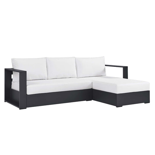Tahoe 2-Piece Outdoor Patio Powder-Coated Aluminum Right-Facing Chaise Sectional Sofa Set by Modway EEI-6669-GRY-WHI