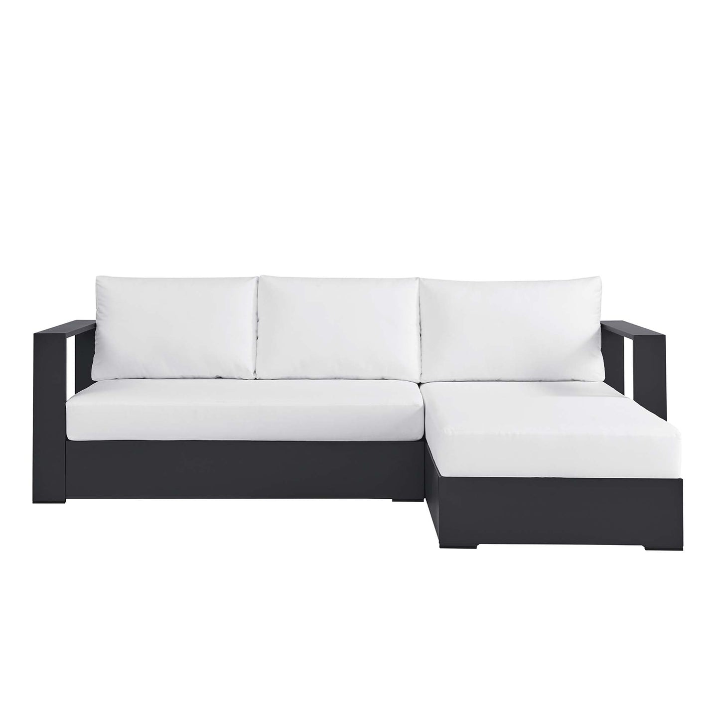 Tahoe 2-Piece Outdoor Patio Powder-Coated Aluminum Right-Facing Chaise Sectional Sofa Set by Modway EEI-6669-GRY-WHI