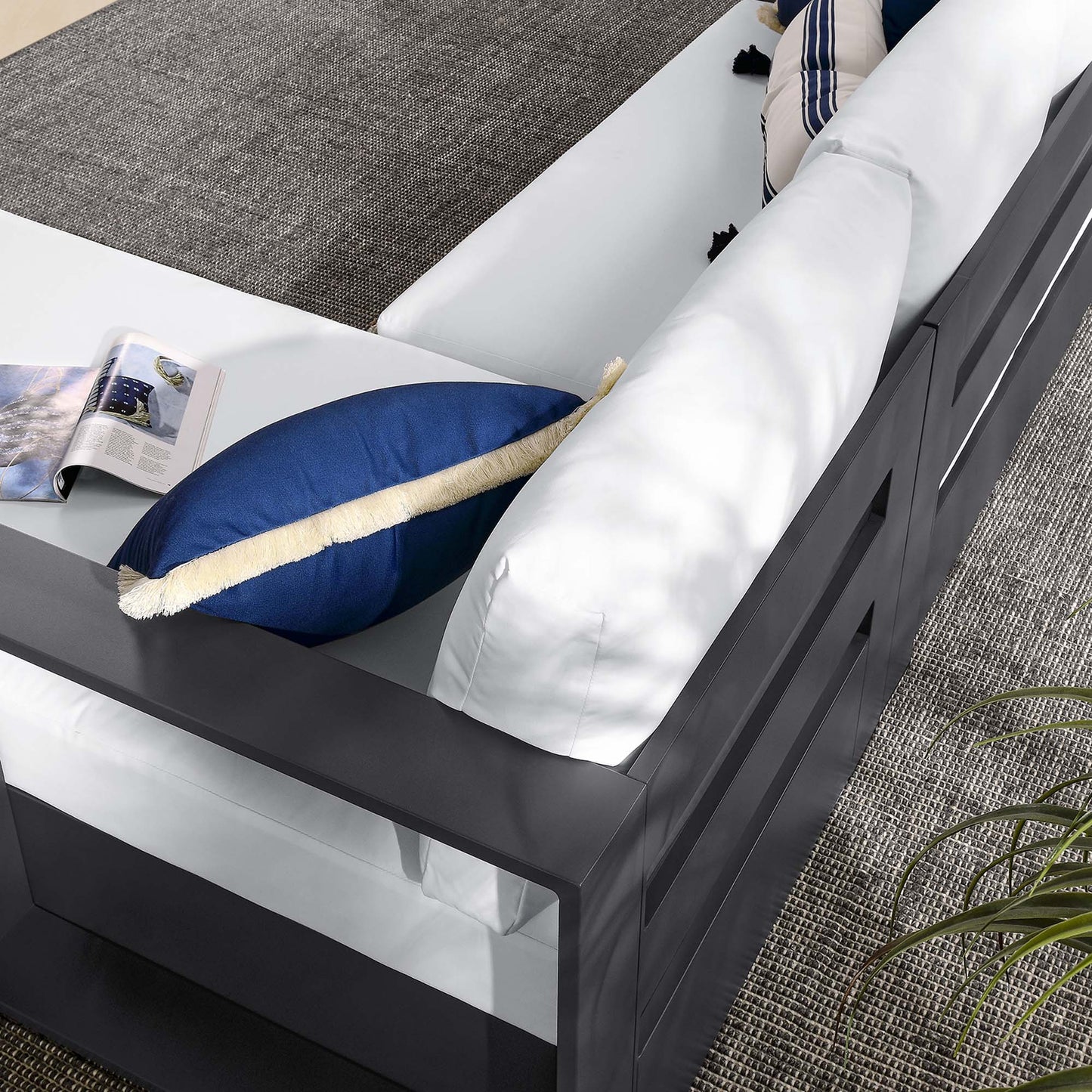 Tahoe 2-Piece Outdoor Patio Powder-Coated Aluminum Right-Facing Chaise Sectional Sofa Set by Modway EEI-6669-GRY-WHI