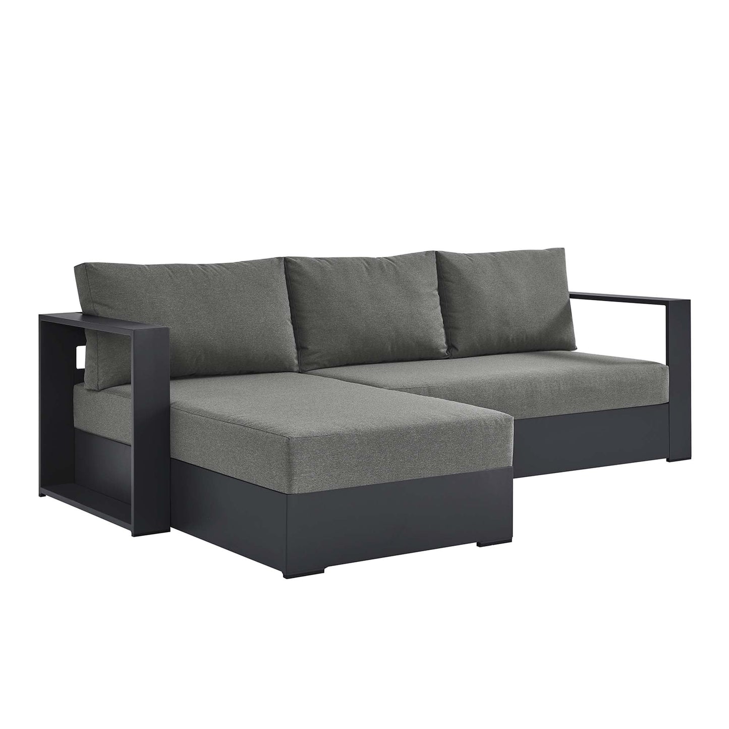 Tahoe 2-Piece Outdoor Patio Powder-Coated Aluminum Left-Facing Chaise Sectional Sofa Set by Modway EEI-6670-GRY-CHA