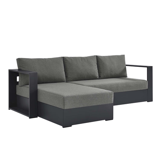 Tahoe 2-Piece Outdoor Patio Powder-Coated Aluminum Left-Facing Chaise Sectional Sofa Set by Modway EEI-6670-GRY-CHA
