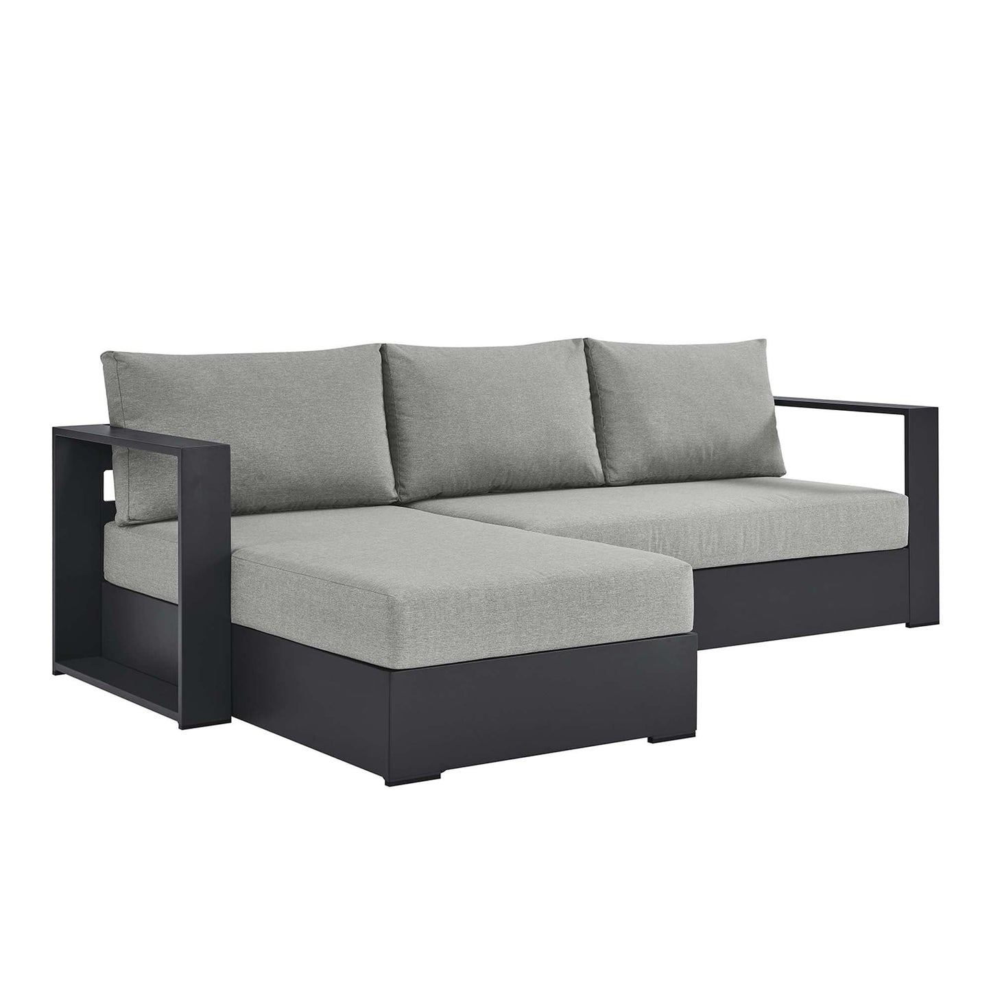 Tahoe 2-Piece Outdoor Patio Powder-Coated Aluminum Left-Facing Chaise Sectional Sofa Set by Modway EEI-6670-GRY-GRY