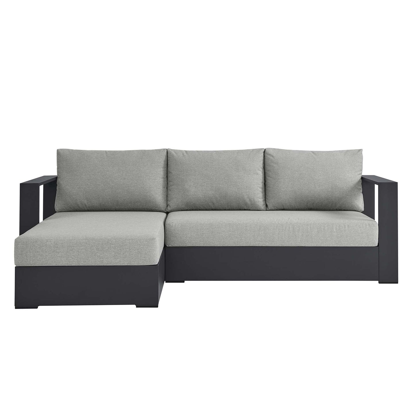 Tahoe 2-Piece Outdoor Patio Powder-Coated Aluminum Left-Facing Chaise Sectional Sofa Set by Modway EEI-6670-GRY-GRY