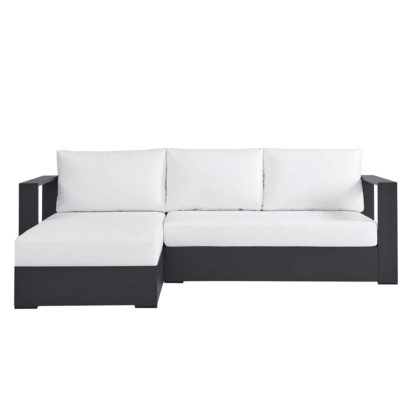 Tahoe 2-Piece Outdoor Patio Powder-Coated Aluminum Left-Facing Chaise Sectional Sofa Set by Modway EEI-6670-GRY-WHI