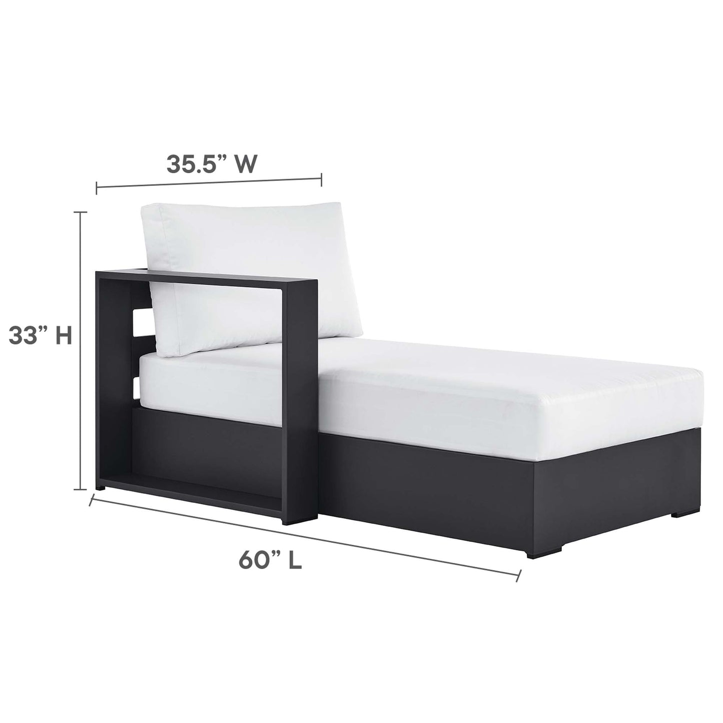 Tahoe 2-Piece Outdoor Patio Powder-Coated Aluminum Left-Facing Chaise Sectional Sofa Set by Modway EEI-6670-GRY-WHI