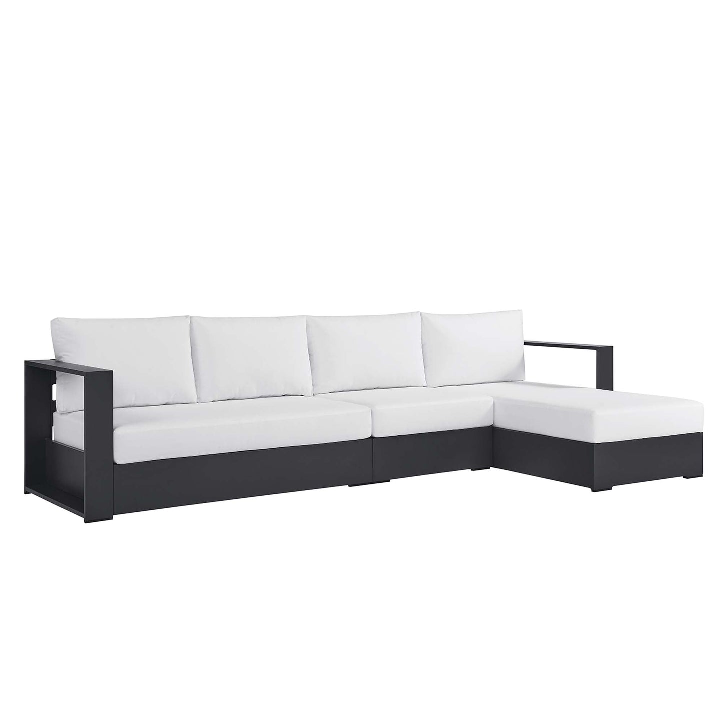 Tahoe 3-Piece Outdoor Patio Powder-Coated Aluminum Right-Facing Chaise Sectional Sofa Set by Modway EEI-6671-GRY-WHI