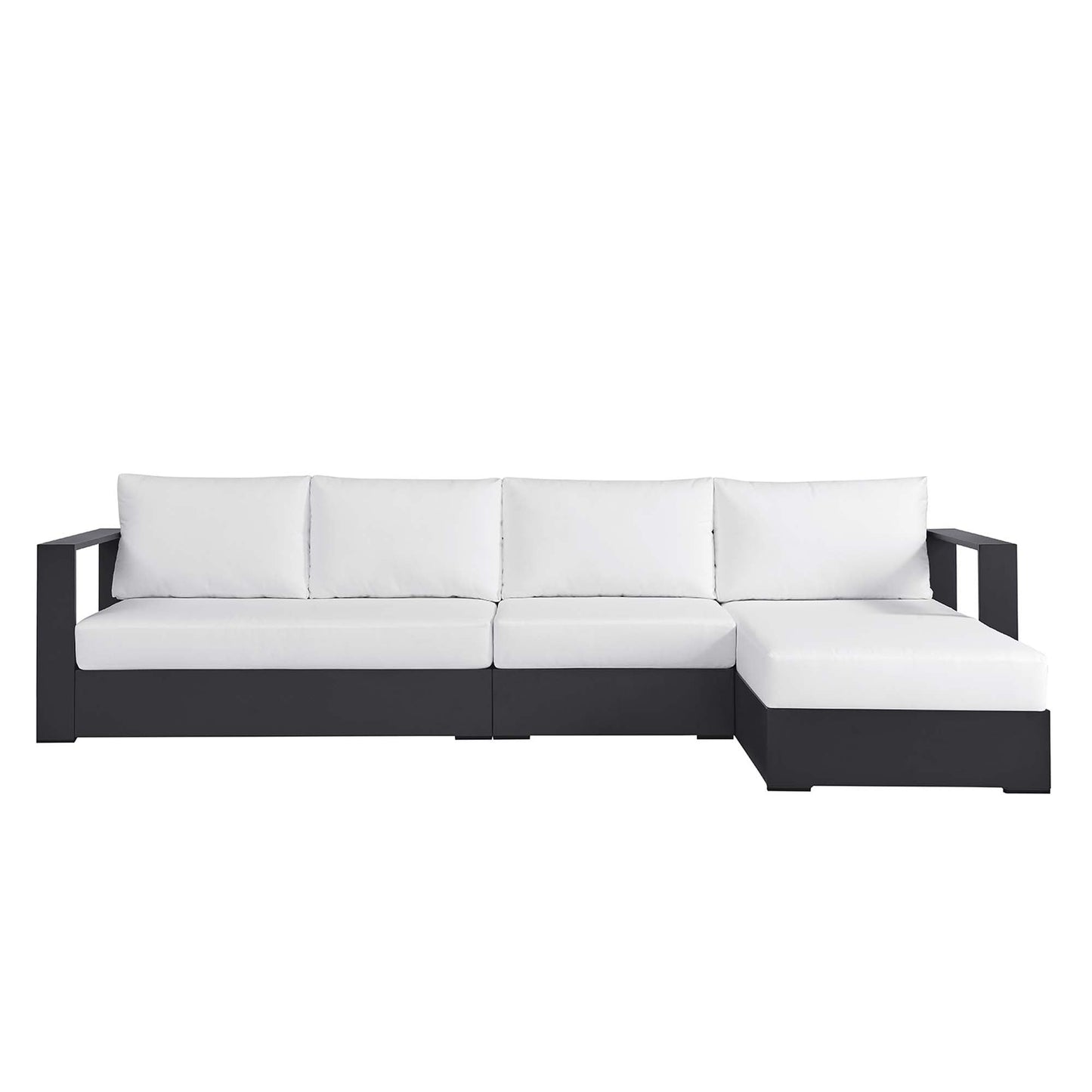 Tahoe 3-Piece Outdoor Patio Powder-Coated Aluminum Right-Facing Chaise Sectional Sofa Set by Modway EEI-6671-GRY-WHI