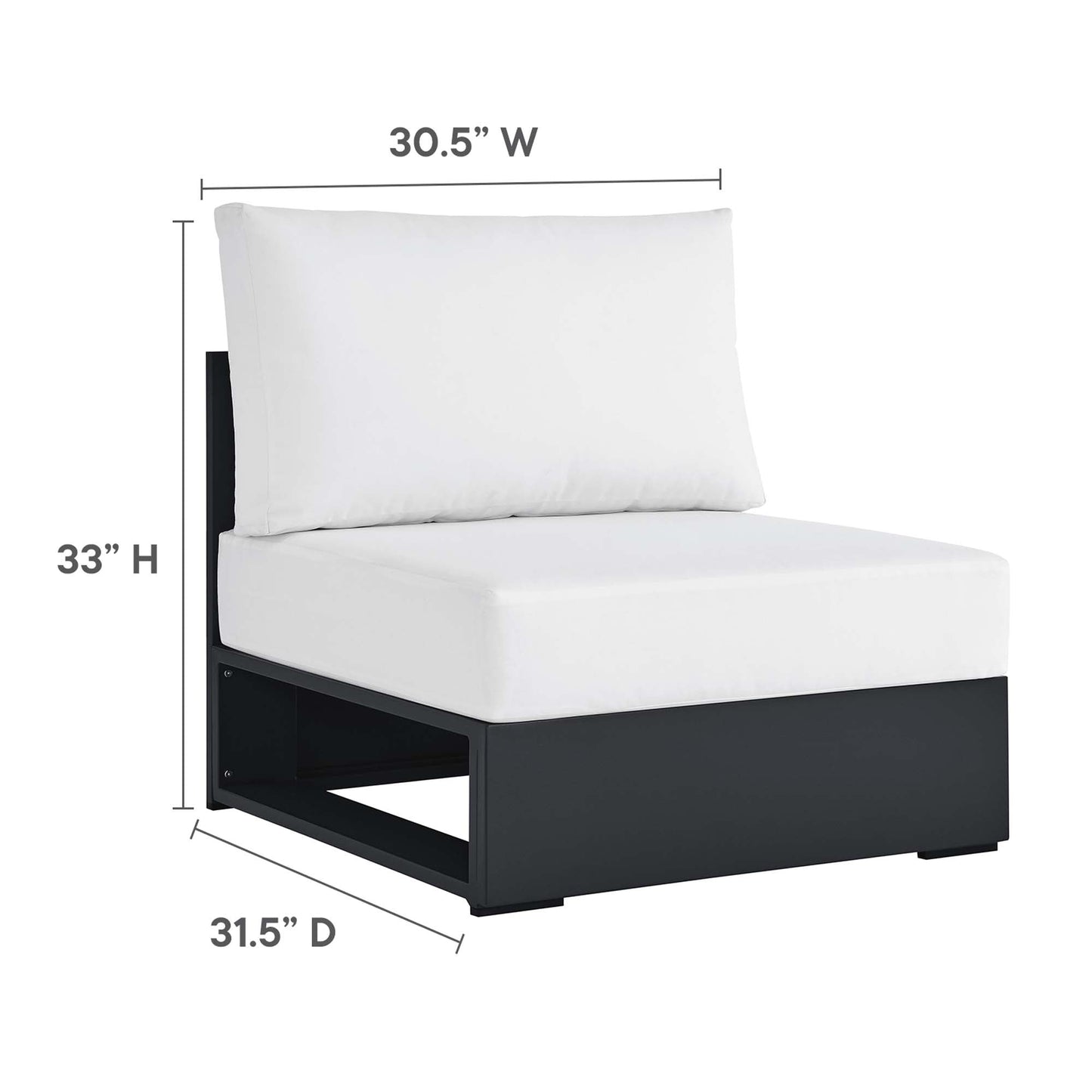 Tahoe 3-Piece Outdoor Patio Powder-Coated Aluminum Right-Facing Chaise Sectional Sofa Set by Modway EEI-6671-GRY-WHI