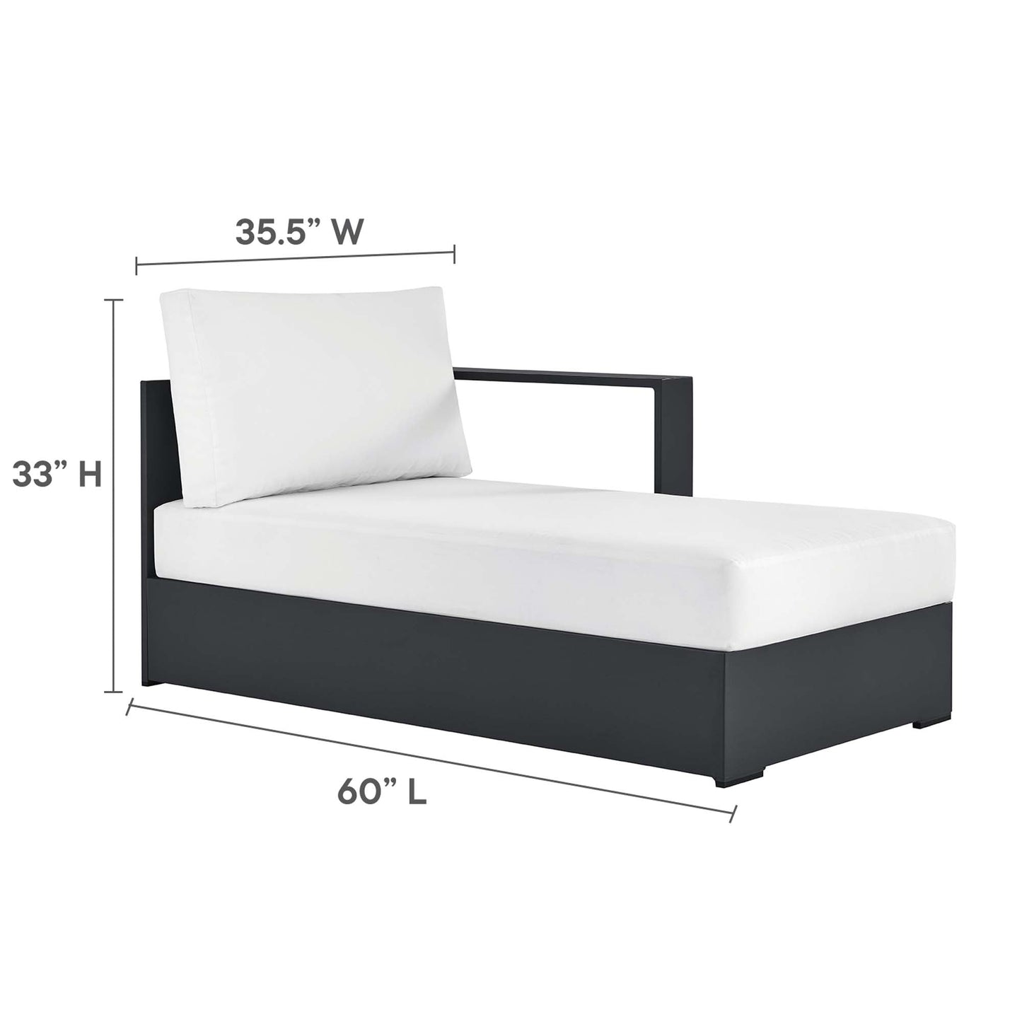 Tahoe 3-Piece Outdoor Patio Powder-Coated Aluminum Right-Facing Chaise Sectional Sofa Set by Modway EEI-6671-GRY-WHI
