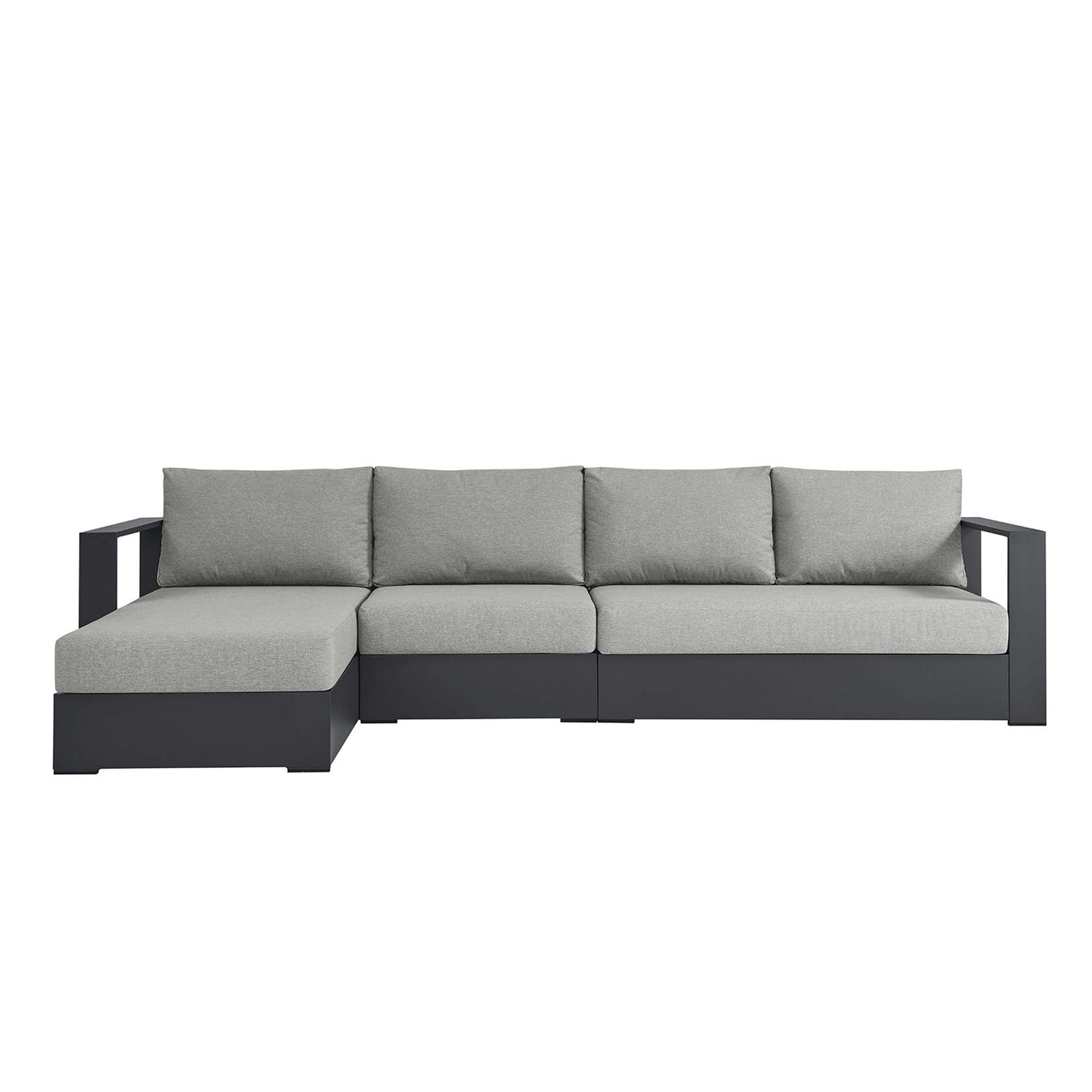 Tahoe 3-Piece Outdoor Patio Powder-Coated Aluminum Left-Facing Chaise Sectional Sofa Set by Modway EEI-6672-GRY-GRY