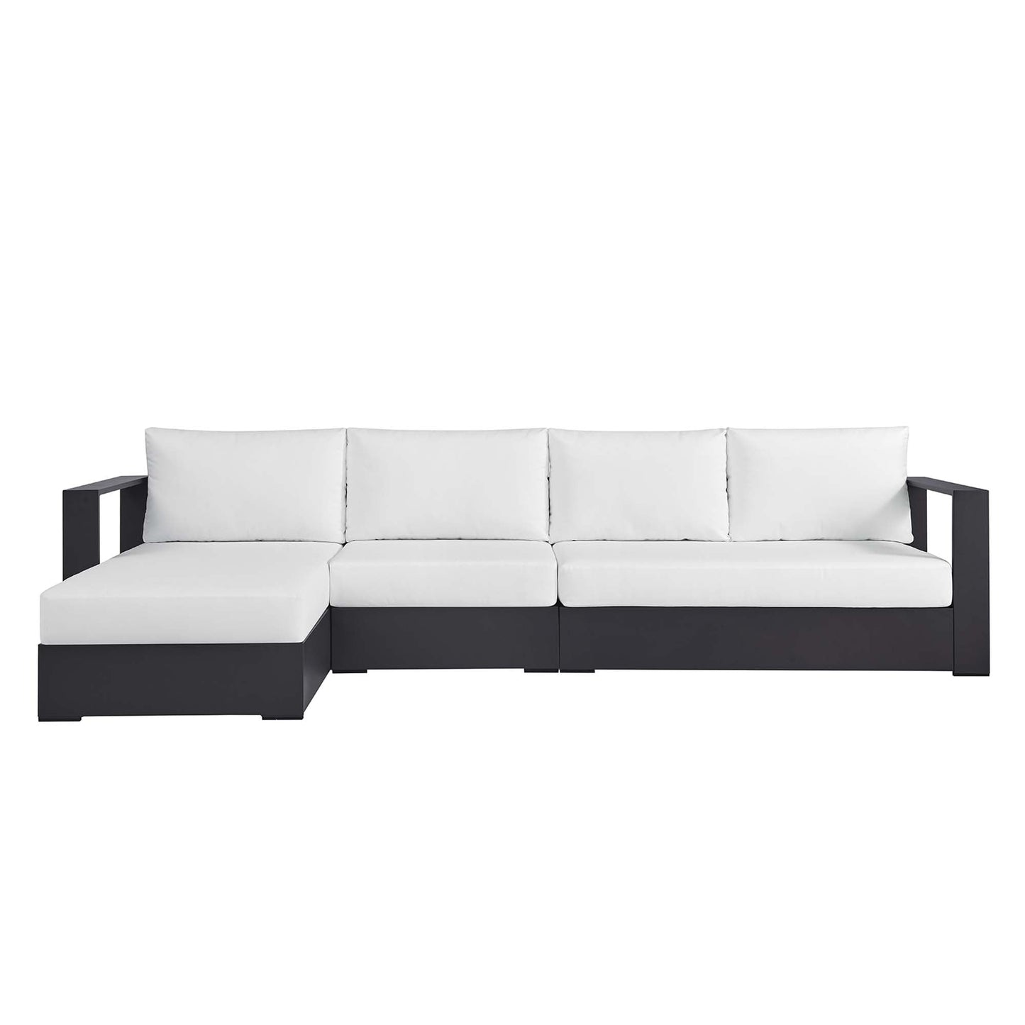 Tahoe 3-Piece Outdoor Patio Powder-Coated Aluminum Left-Facing Chaise Sectional Sofa Set by Modway EEI-6672-GRY-WHI