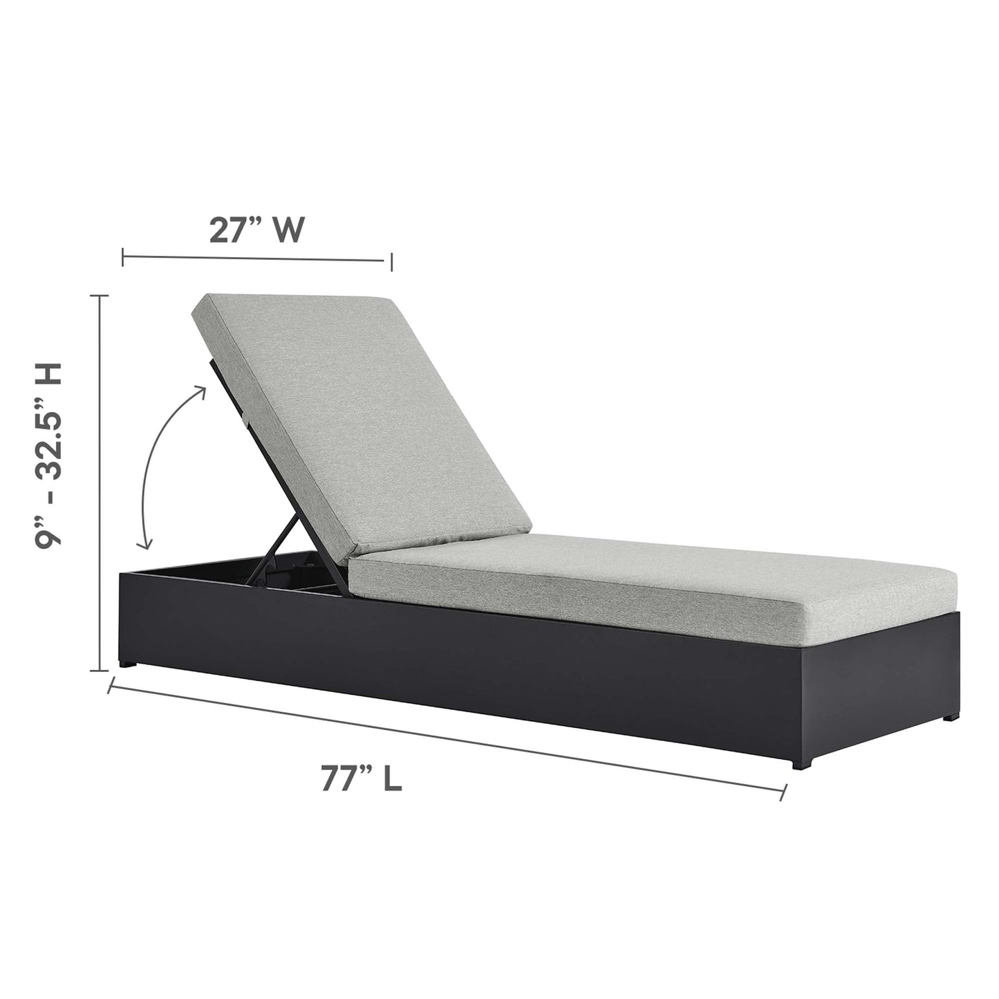 Tahoe 3-Piece Outdoor Patio Powder-Coated Aluminum Chaise Lounge Set by Modway EEI-6673-GRY-GRY