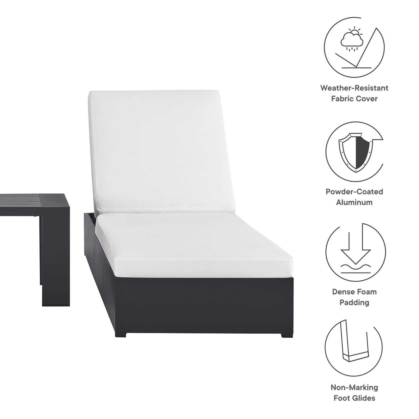 Tahoe 3-Piece Outdoor Patio Powder-Coated Aluminum Chaise Lounge Set by Modway EEI-6673-GRY-WHI