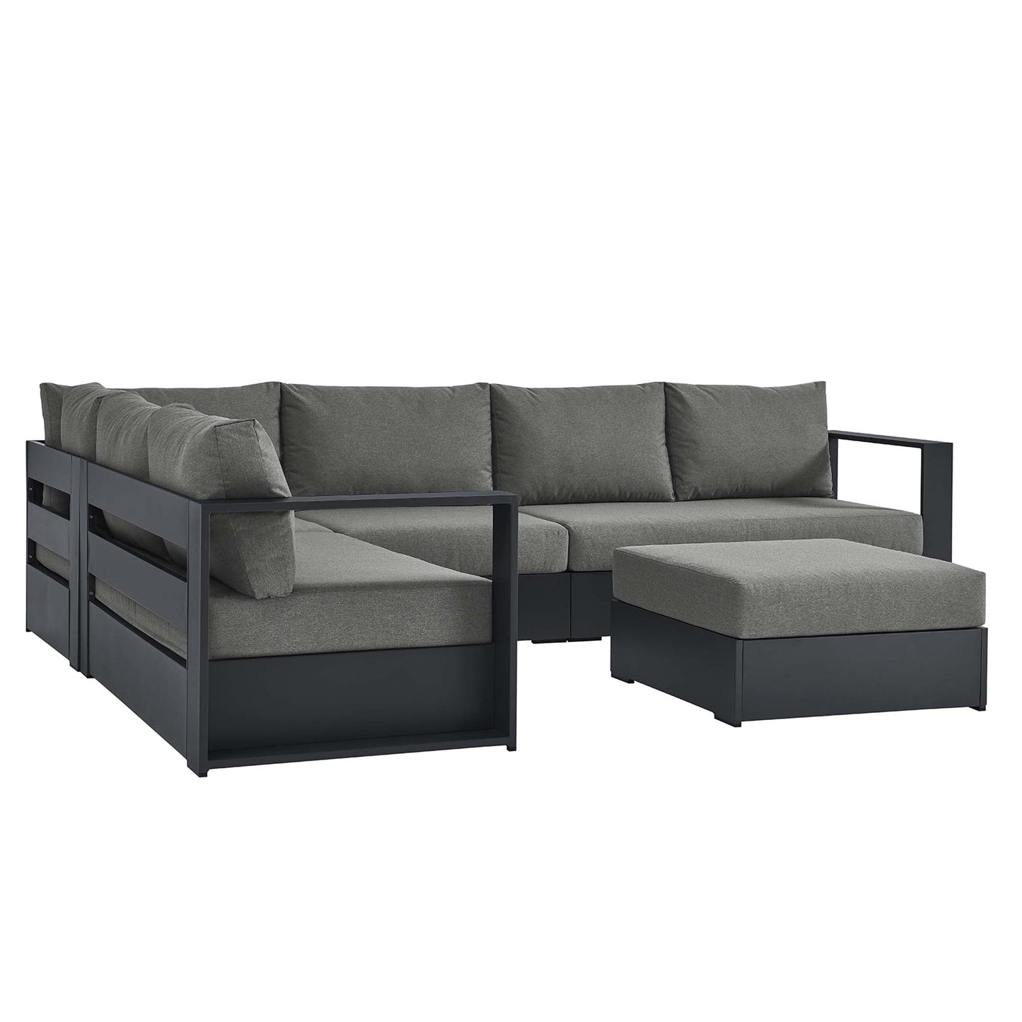 Tahoe 5-Piece Outdoor Patio Powder-Coated Aluminum Sectional Sofa Set by Modway EEI-6674-GRY-CHA