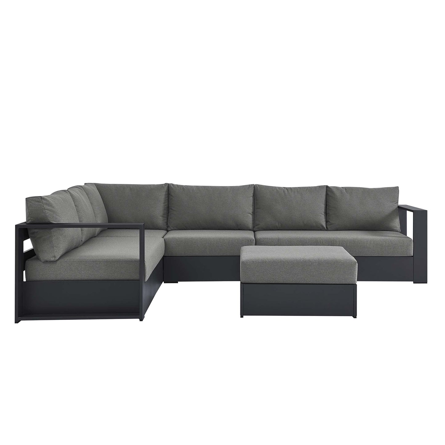 Tahoe 5-Piece Outdoor Patio Powder-Coated Aluminum Sectional Sofa Set by Modway EEI-6674-GRY-CHA
