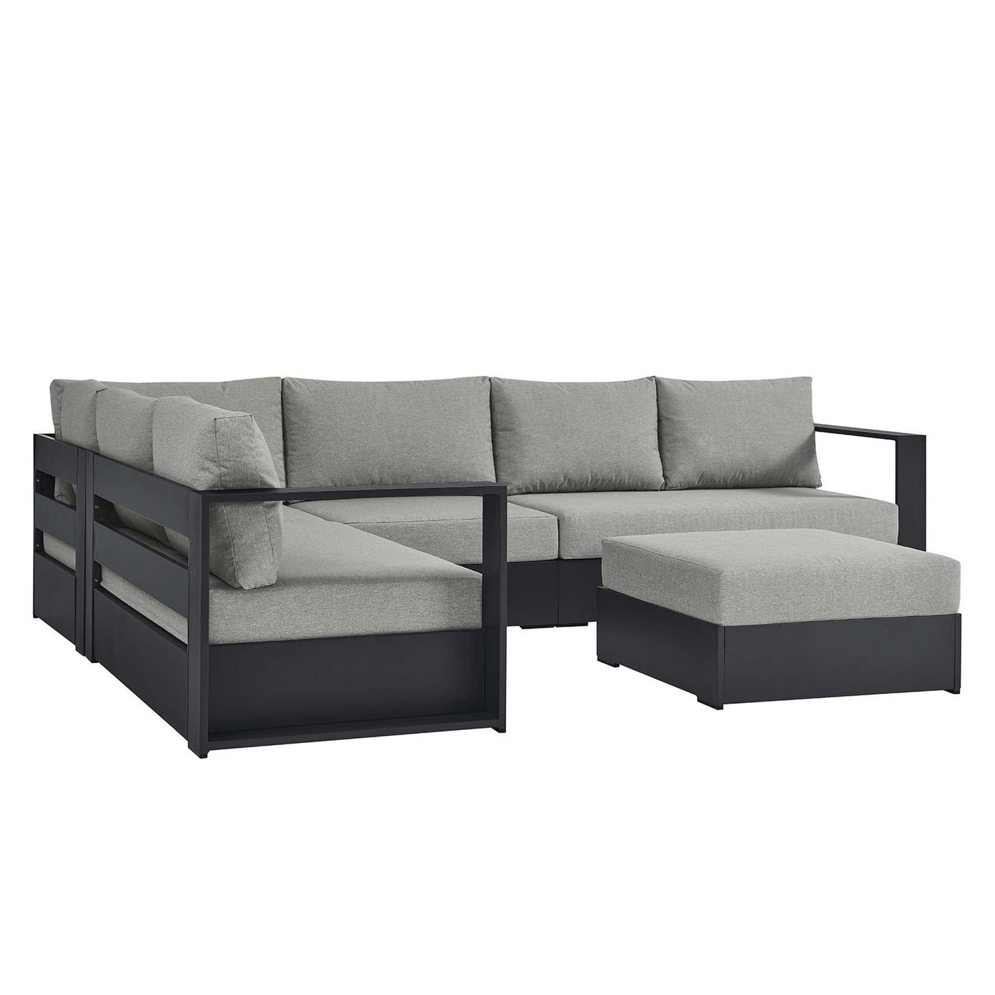 Tahoe 5-Piece Outdoor Patio Powder-Coated Aluminum Sectional Sofa Set by Modway EEI-6674-GRY-GRY