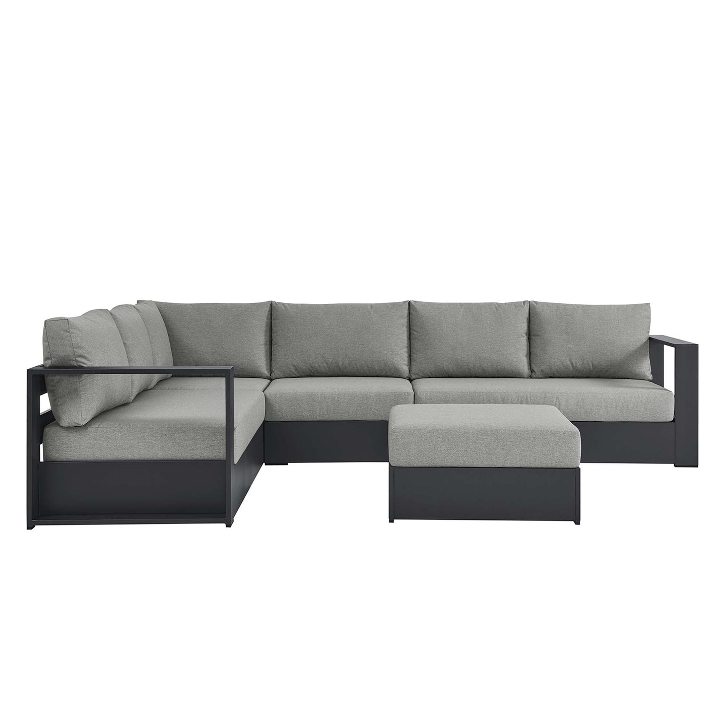 Tahoe 5-Piece Outdoor Patio Powder-Coated Aluminum Sectional Sofa Set by Modway EEI-6674-GRY-GRY