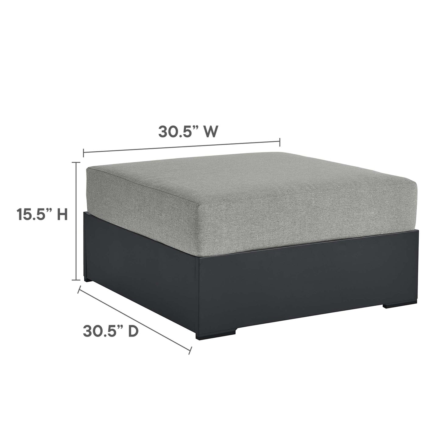 Tahoe 5-Piece Outdoor Patio Powder-Coated Aluminum Sectional Sofa Set by Modway EEI-6674-GRY-GRY