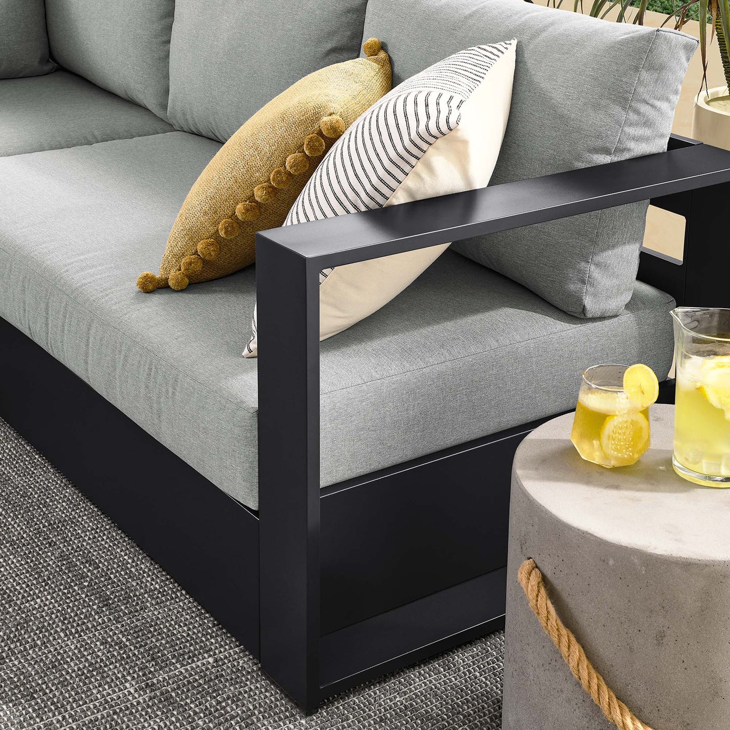 Tahoe 5-Piece Outdoor Patio Powder-Coated Aluminum Sectional Sofa Set by Modway EEI-6674-GRY-GRY