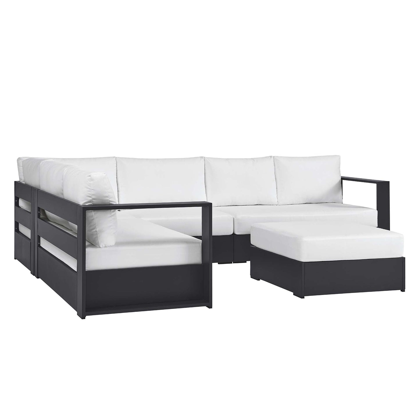 Tahoe 5-Piece Outdoor Patio Powder-Coated Aluminum Sectional Sofa Set by Modway EEI-6674-GRY-WHI