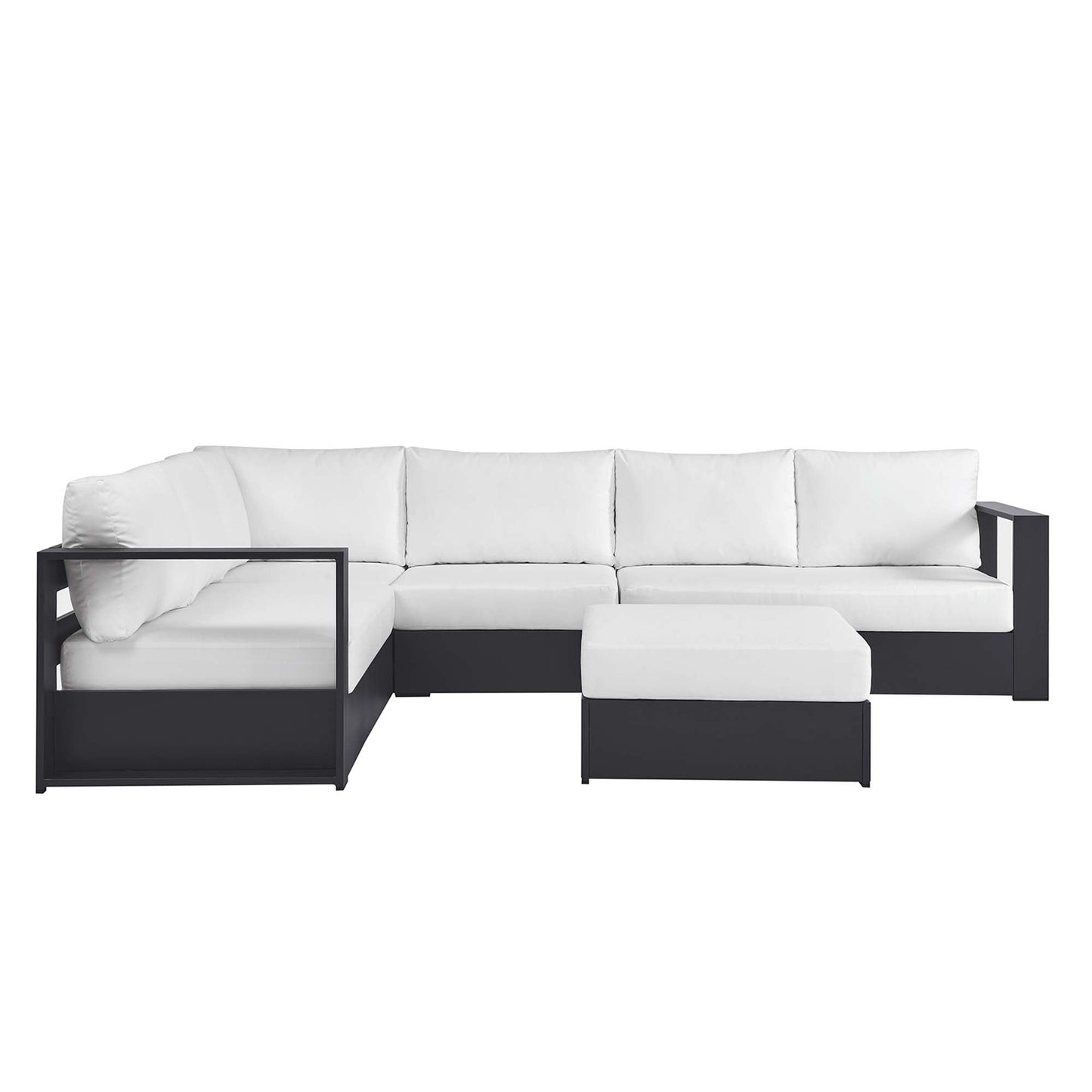Tahoe 5-Piece Outdoor Patio Powder-Coated Aluminum Sectional Sofa Set by Modway EEI-6674-GRY-WHI