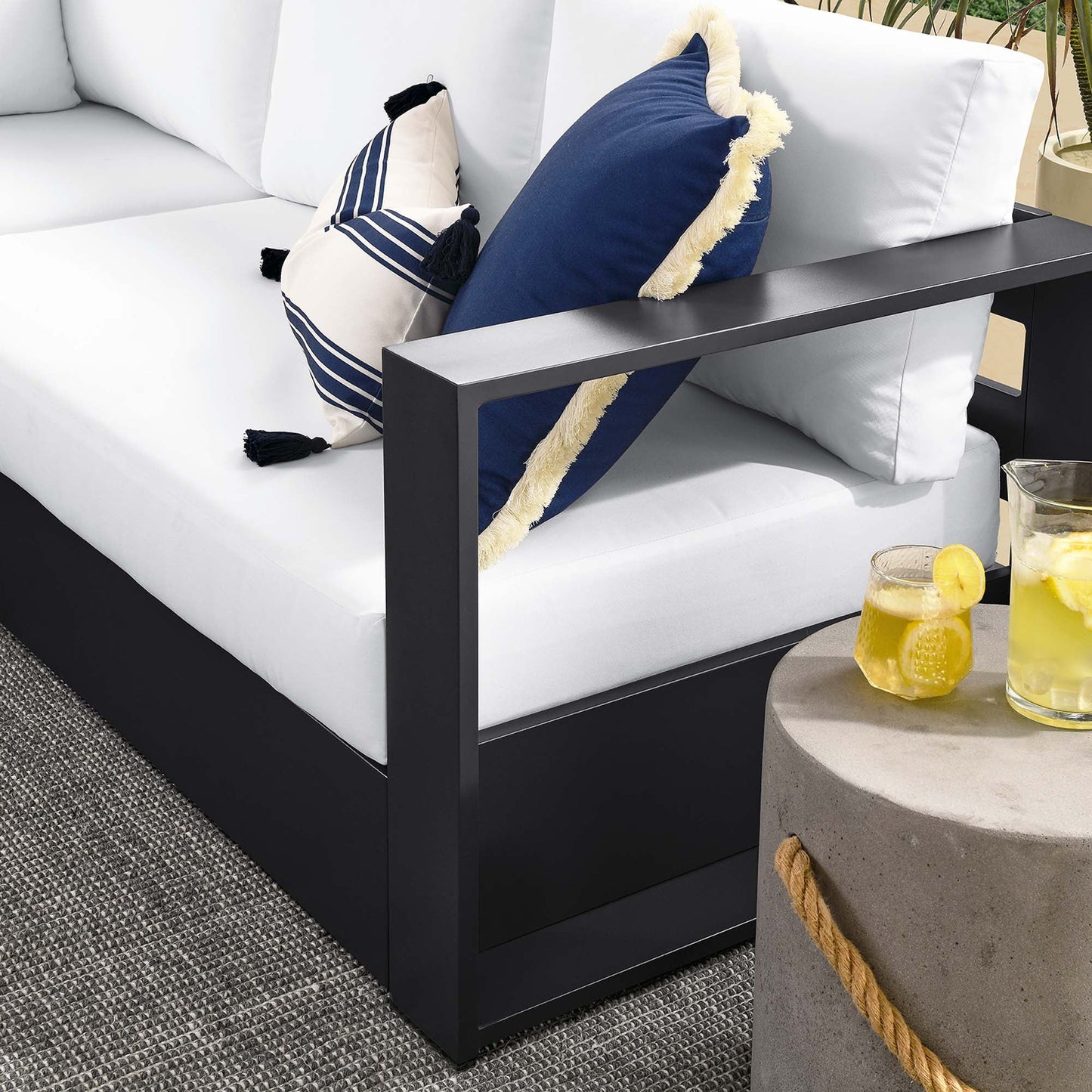 Tahoe 5-Piece Outdoor Patio Powder-Coated Aluminum Sectional Sofa Set by Modway EEI-6674-GRY-WHI