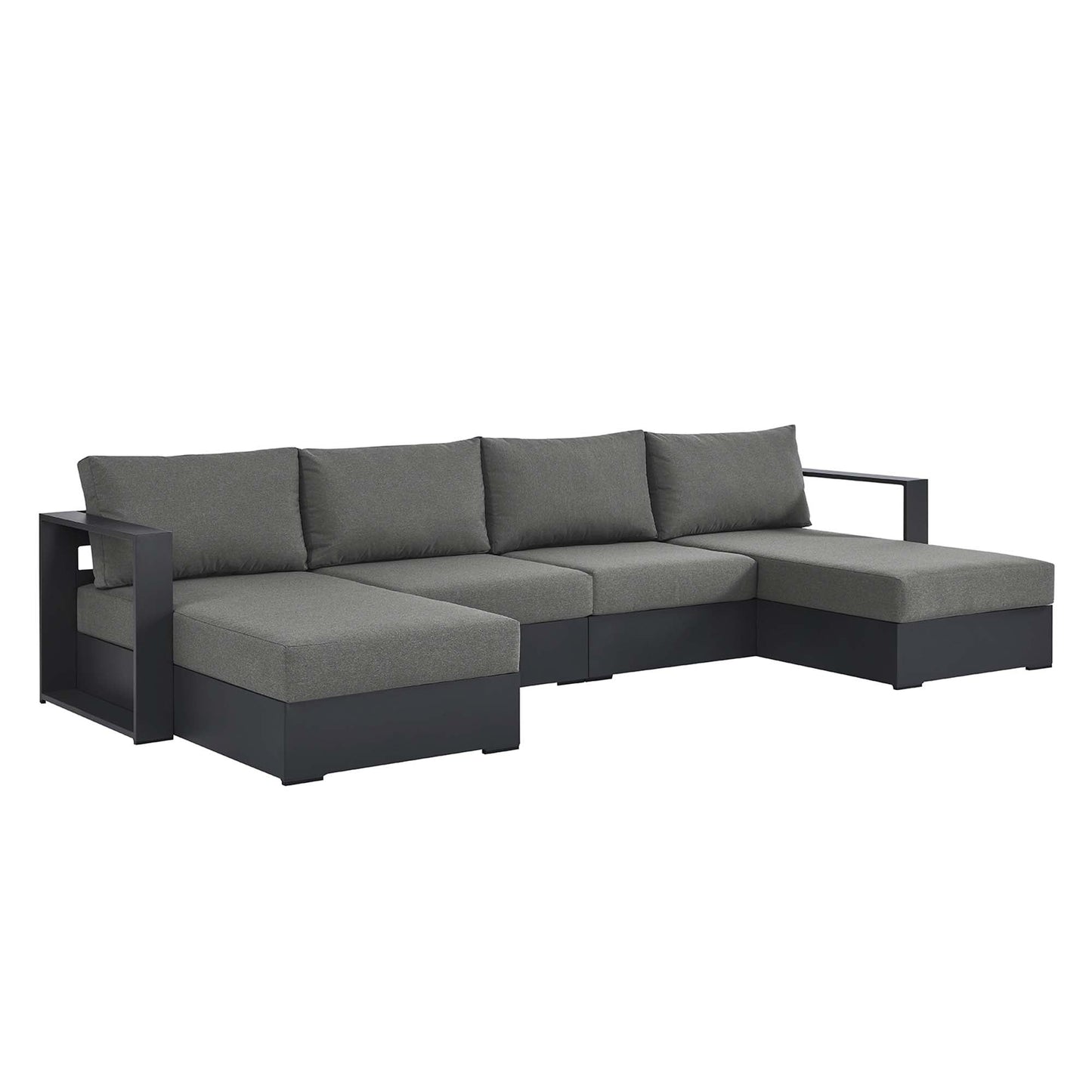 Tahoe 4-Piece Outdoor Patio Powder-Coated Aluminum Sectional Sofa Set by Modway EEI-6676-GRY-CHA