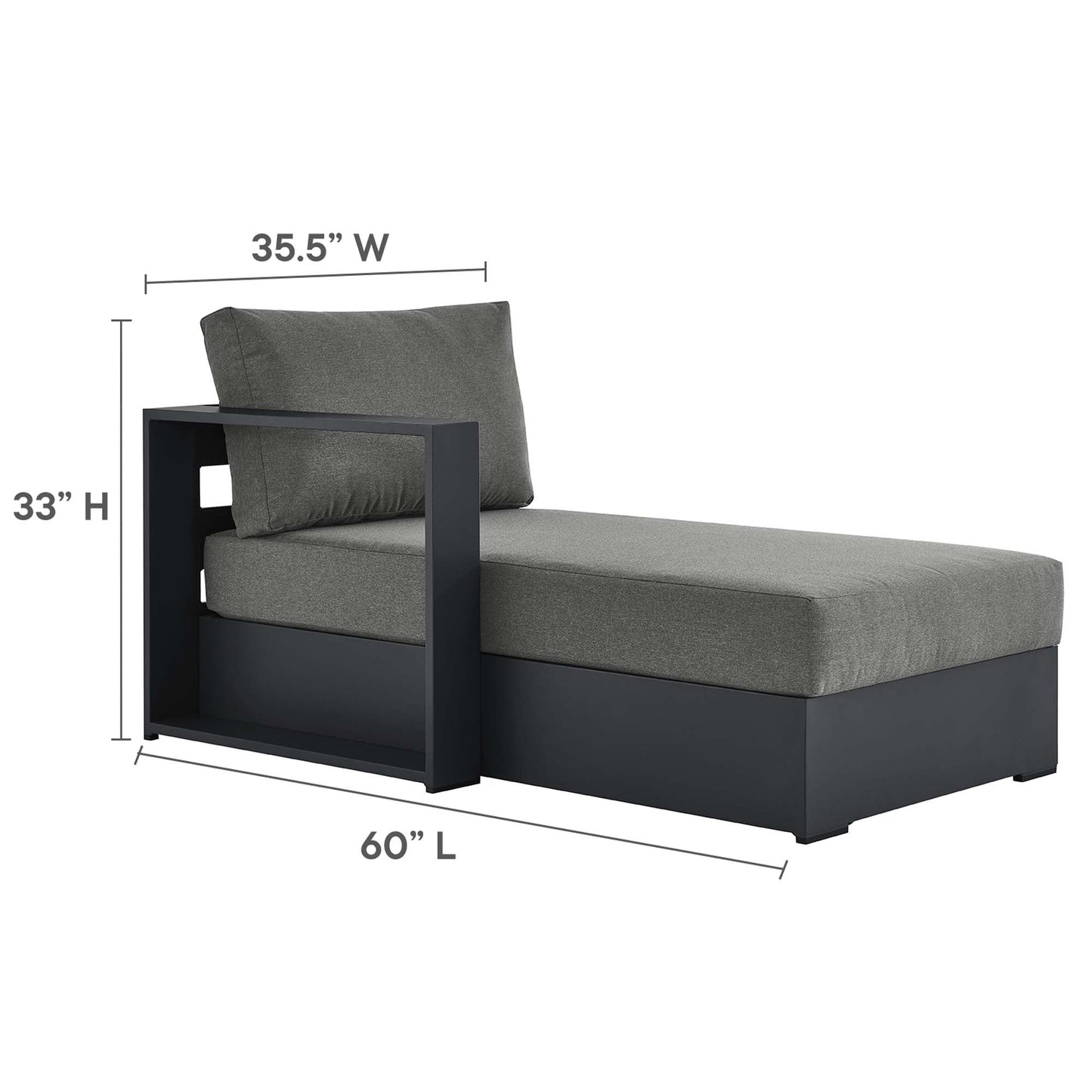 Tahoe 4-Piece Outdoor Patio Powder-Coated Aluminum Sectional Sofa Set by Modway EEI-6676-GRY-CHA